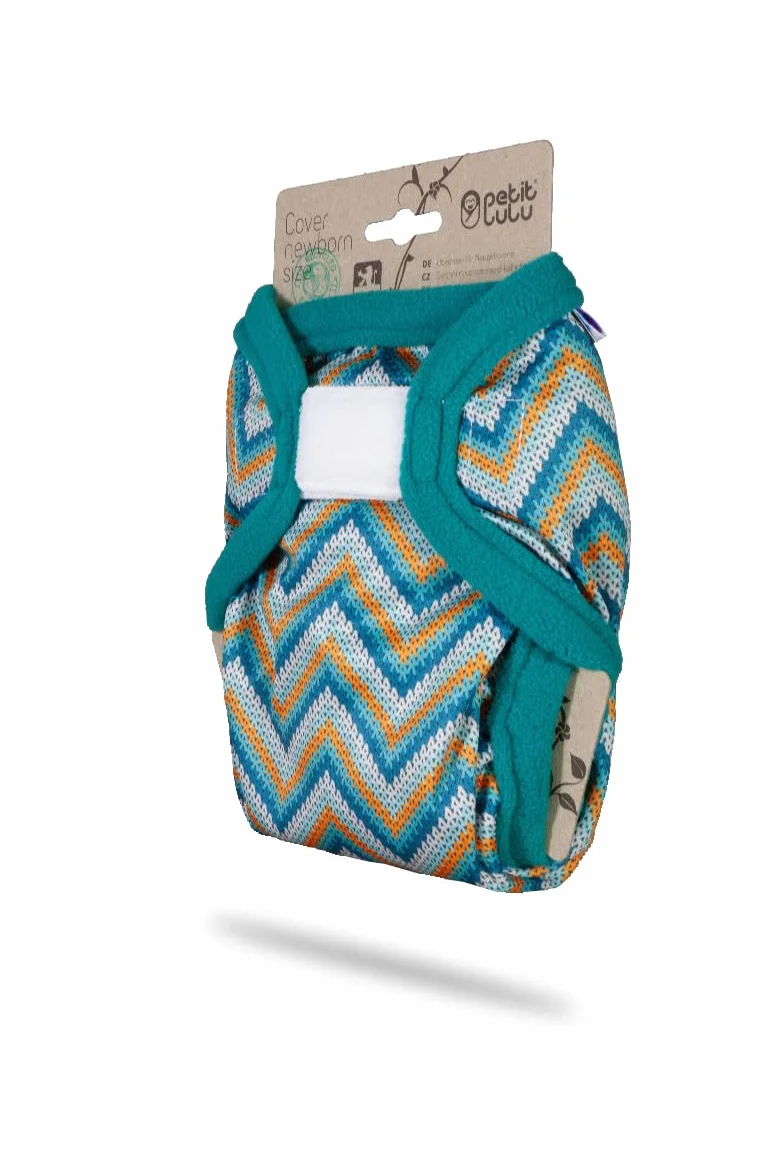 Petit Lulu Taglia 1 copripannolino PUL (2-6 kg), con velcro, copripannolini per bambini, lavabili e impermeabili, pannolini in tessuto per neonati, prodotti in UE (Chevron)