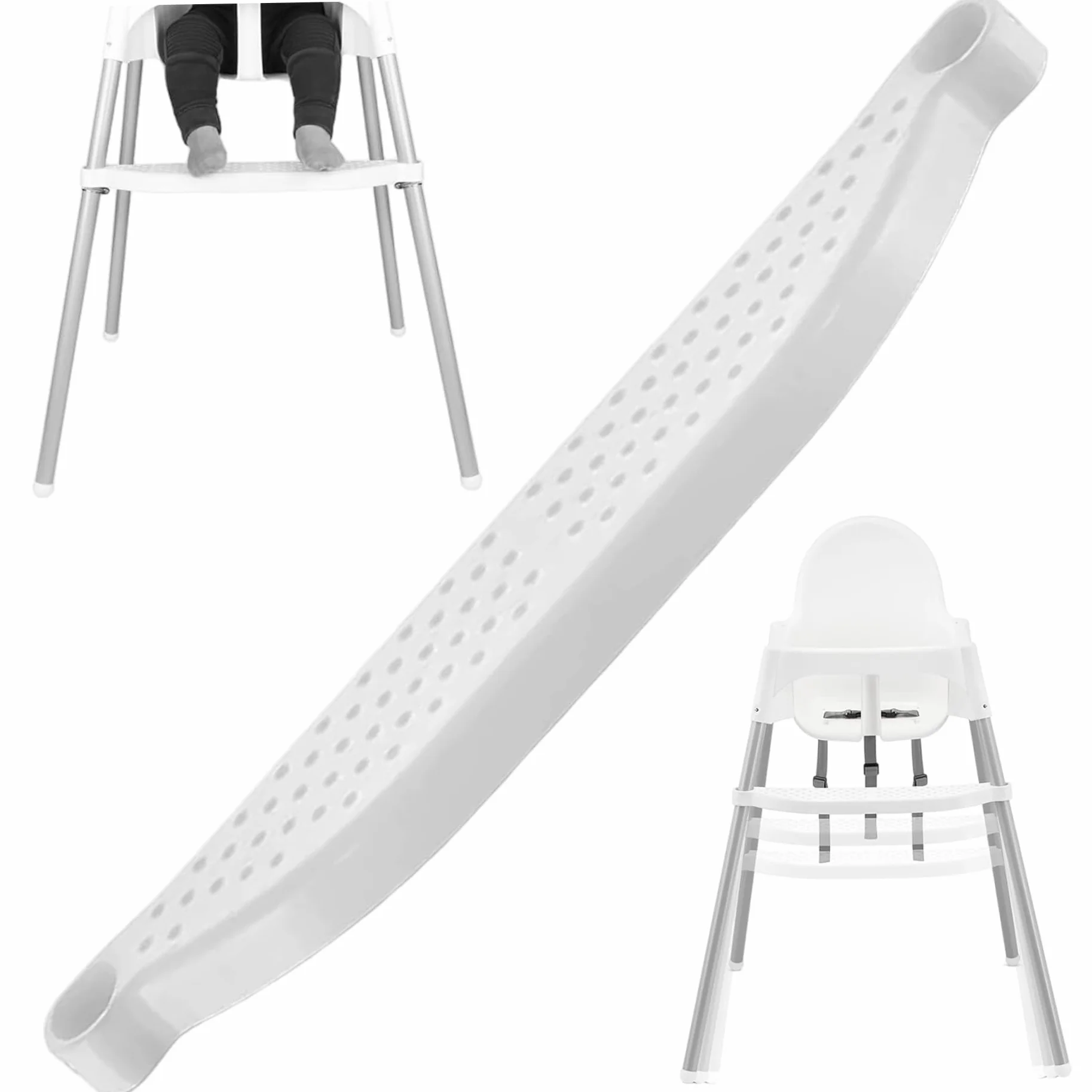 Poggiapiedi per seggiolone, 18x3" Poggiapiedi per seggiolone per bambini regolabile antiscivolo Facile da installare in plastica con anello di fissaggio