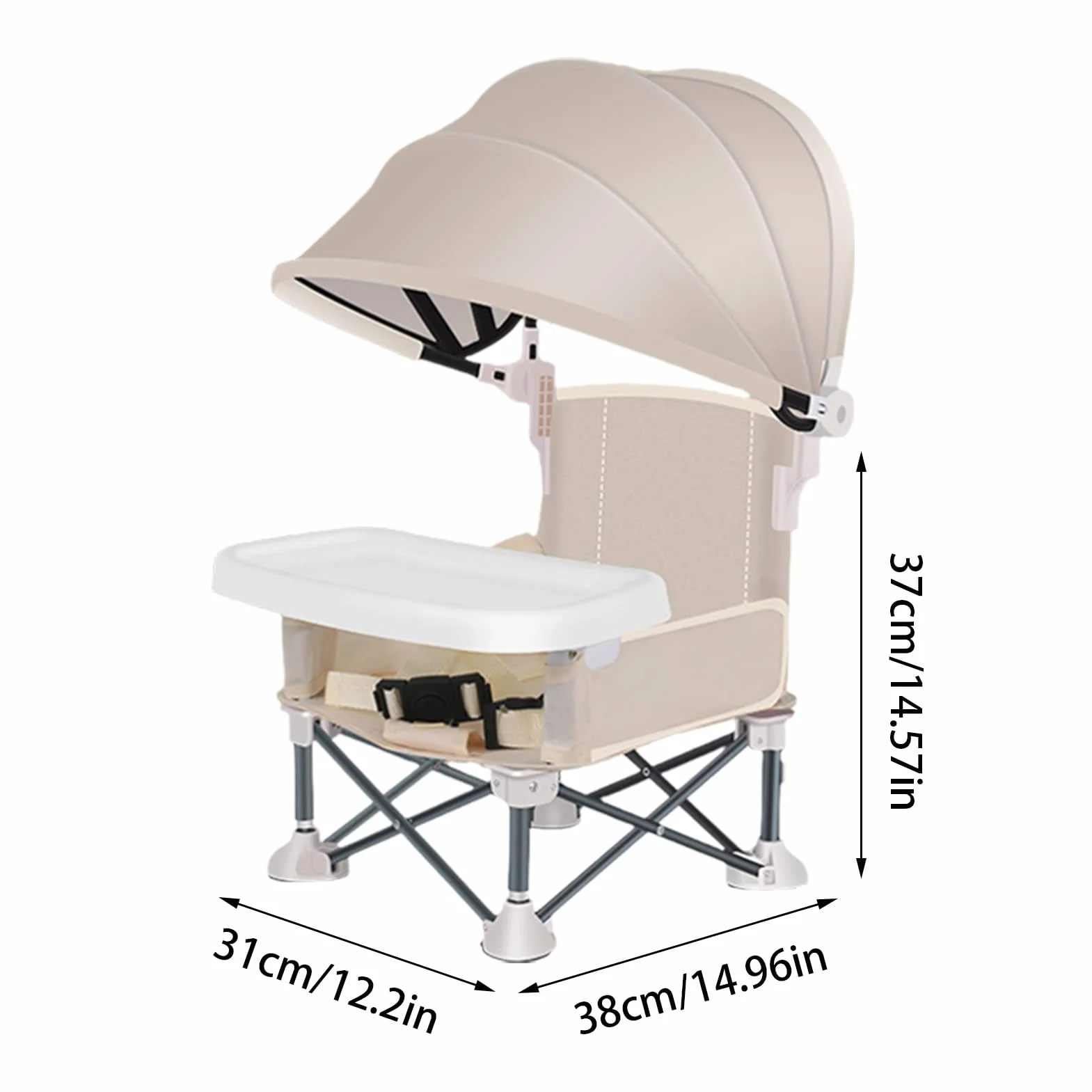 Seggiolino Portatile per Bambini - Seggiolino da Viaggio con Vassoio per Pasti | Sedia Pieghevole Con Copertura Per Esterno Casa Giardino Spiaggia Viaggi Picnic