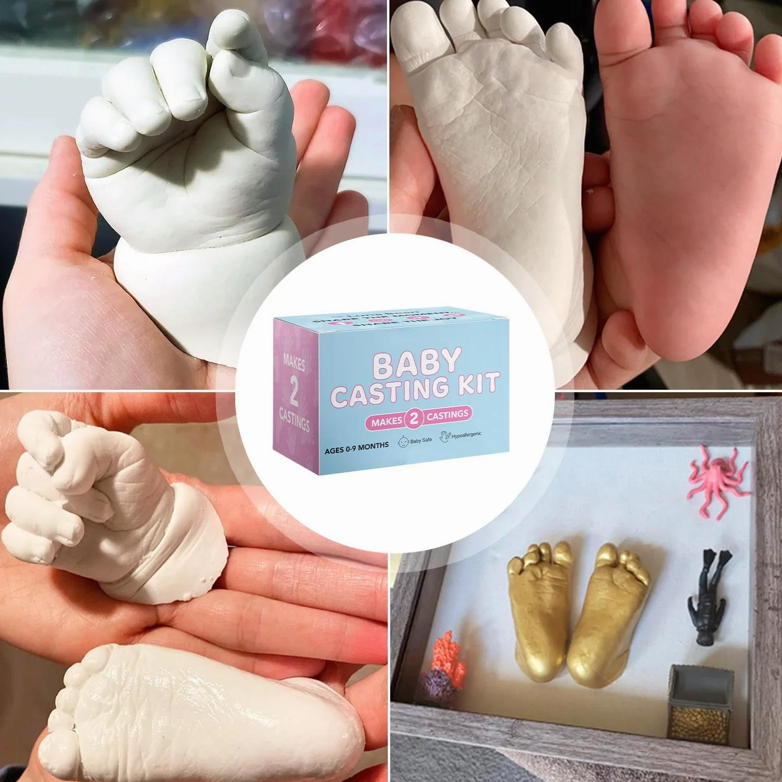 Kit Per Calco 3D Del Bebè Kit Per Impronte Del Piede Del Bambino | Footprint Molding Set for Christmas First Birthday Commemoration
