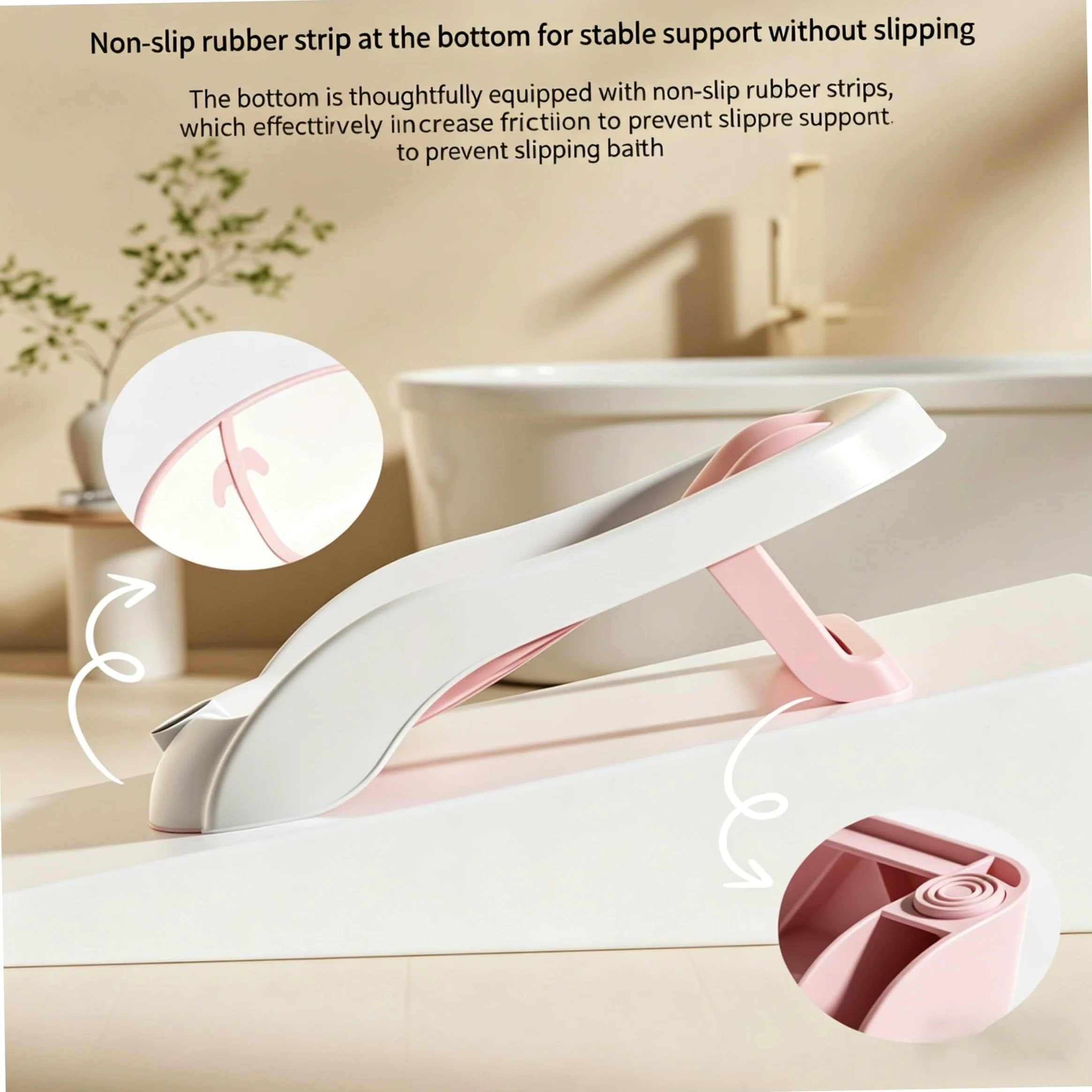 Supporto per bagnetto, vaschetta per il bagnetto con display digitale della temperatura e drenaggio, seggiolino pieghevole per vasca da bagno antiscivolo per neonati (grigio) &1