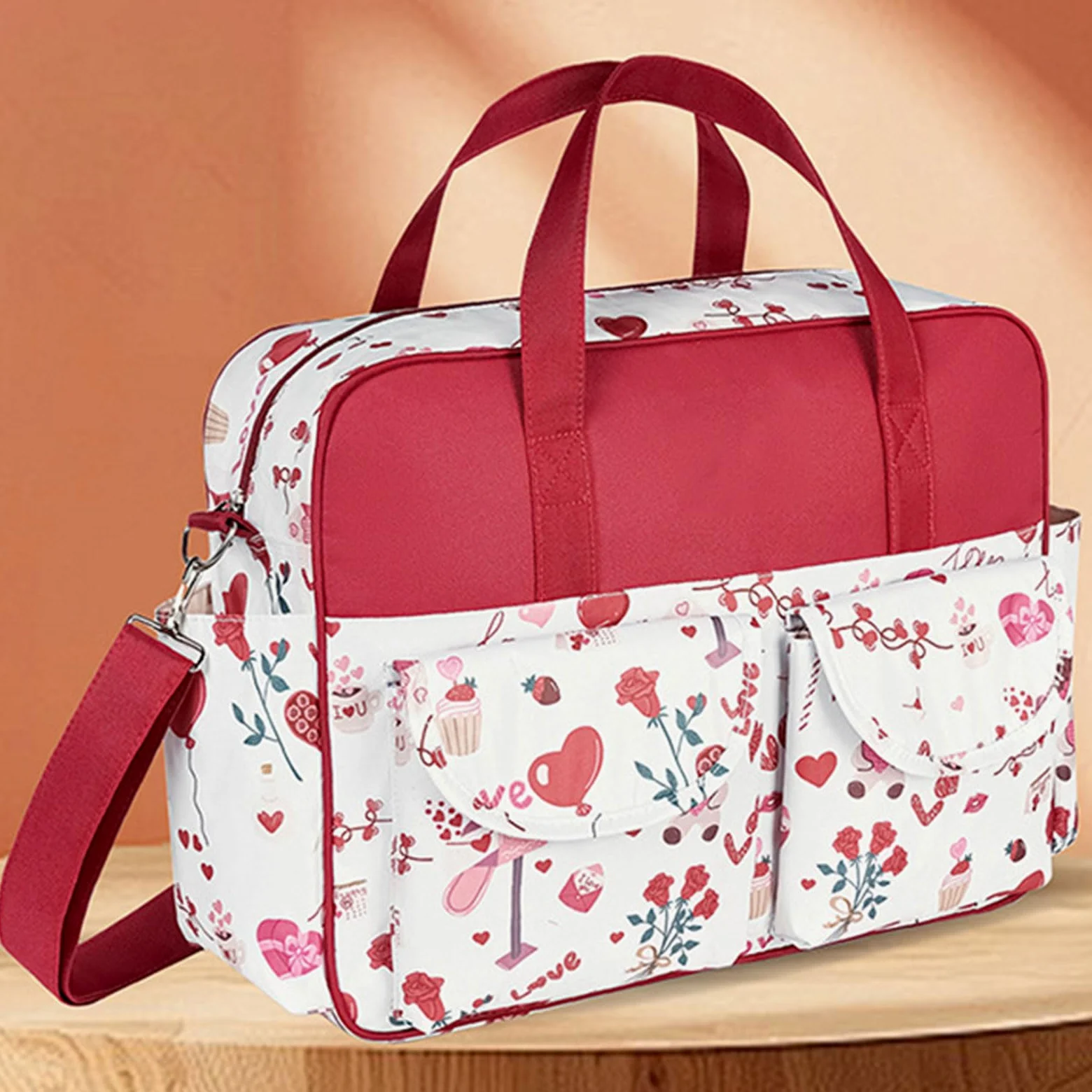 Borsa per pannolini da viaggio essenziale per mamme moderne Pannolino a tenuta stagna con cinghie per carrozzine Borsa multifunzione per mamma di grande capacità