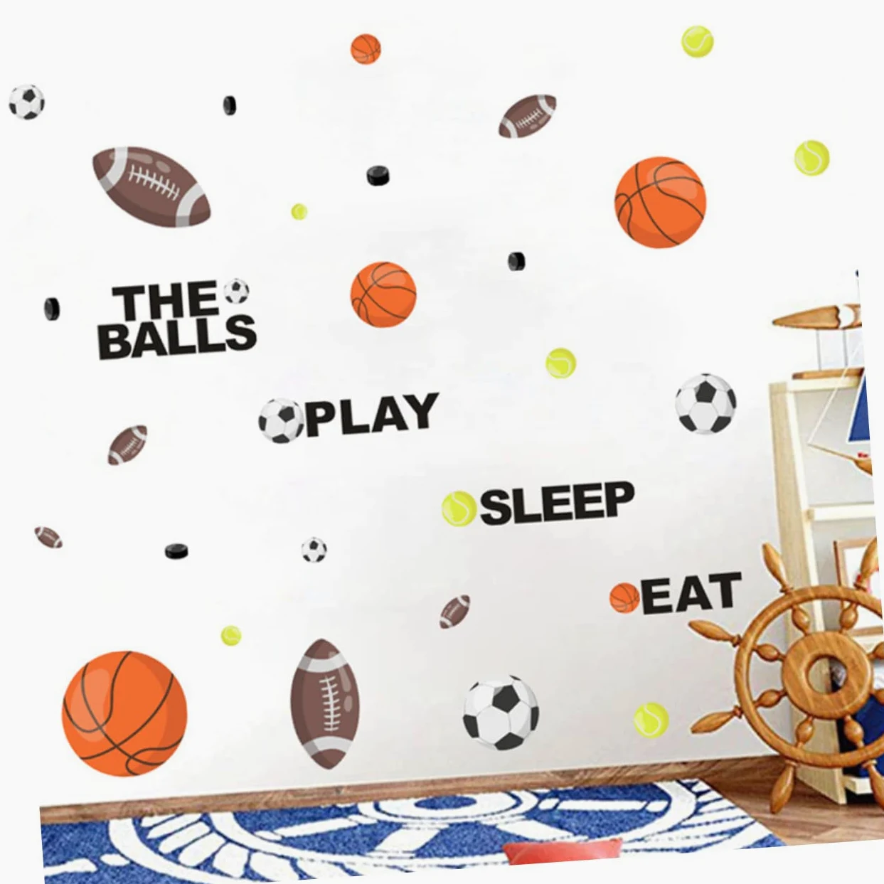 Toyvian 3pezzi Adesivi Murali Sportivi Per Ragazzo Ragazza Decalcomanie Rimovibili Per Decorare Camerette Con Palloni Da Calcio e Basket Facili Da Applicare e Rimuovere Perfetti Per