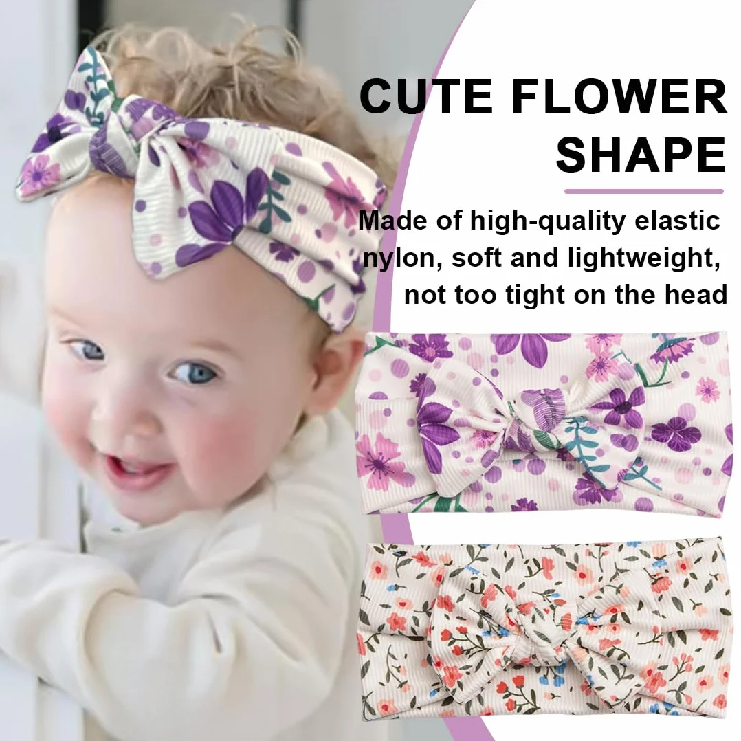 2 Pezzi fascia capelli neonata Fascia Capelli Bambina, Nylon Fasce Capelli Neonata Fiore Fascia Elastica per Capelli Accessori per Capelli per Nascita Bambina Femmina,fascia neonata capelli