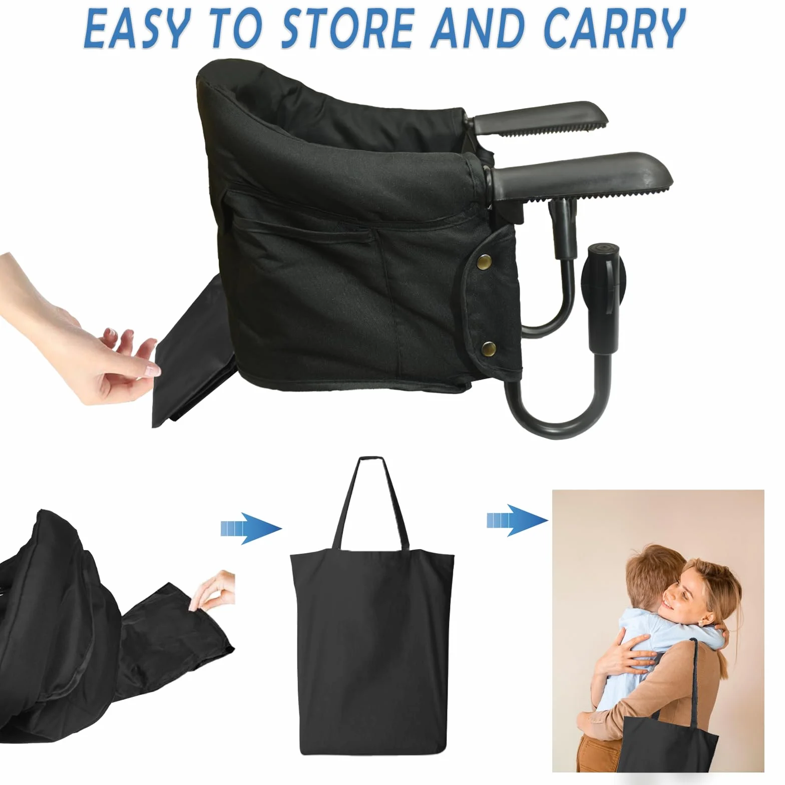 Baby Seggiolino Pieghevole Lavabile, Easy Fast Lunch, per Bambini fino a 15 kg