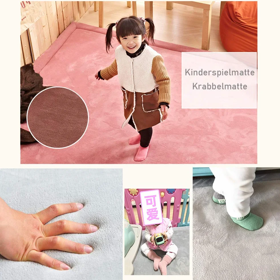 Loartee Tappeti e Scendiletto per Bambini Tappeto Velluto Corallo Strisciante 3cm di Spessore