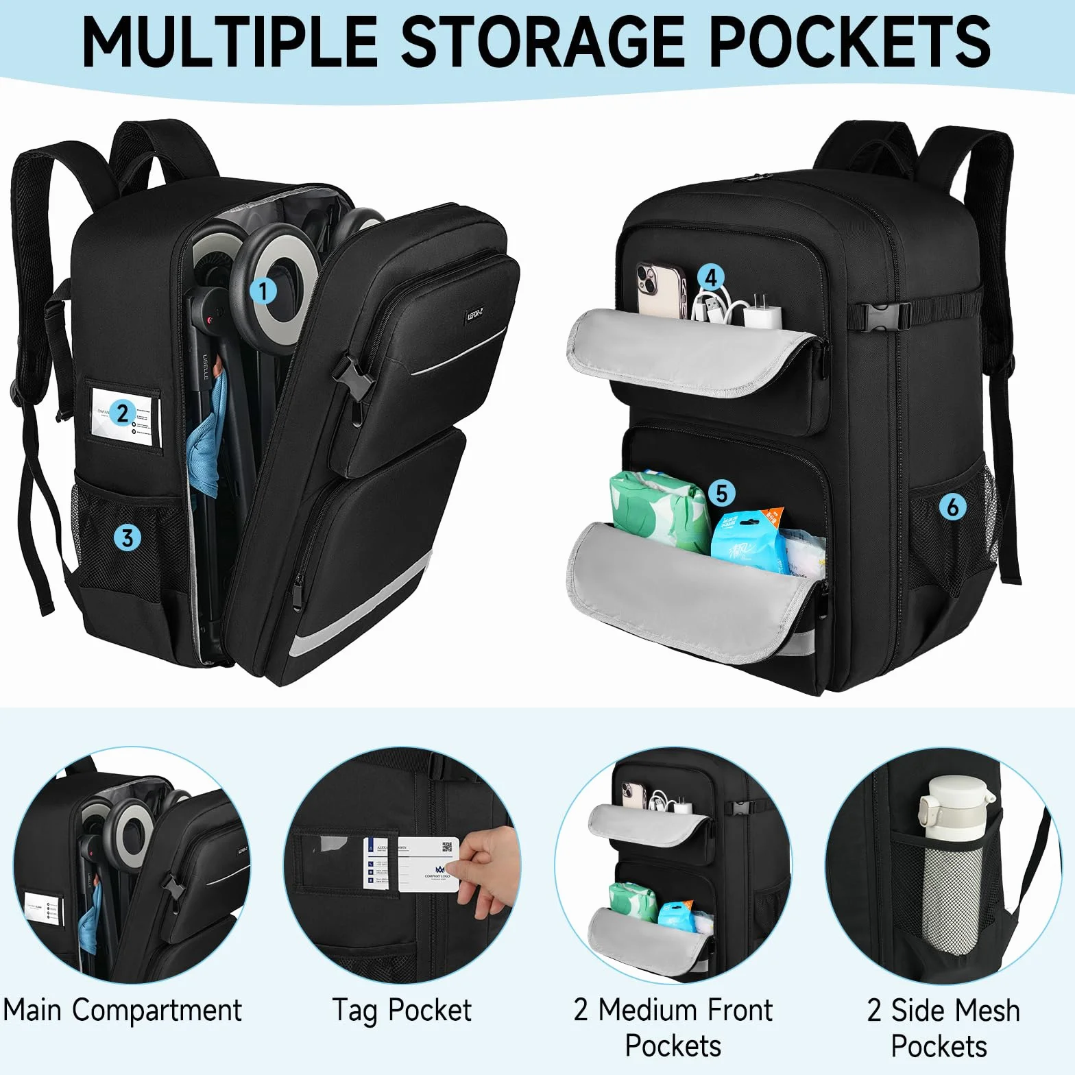 Borsa da viaggio per passeggino, zaino imbottito compatibile con passeggino Gb Pockit/GB Pockit+ All City/GB Pockit Air All Terrain/Cybex Libelle 2, borsa portaoggetti per accessori per passeggino di