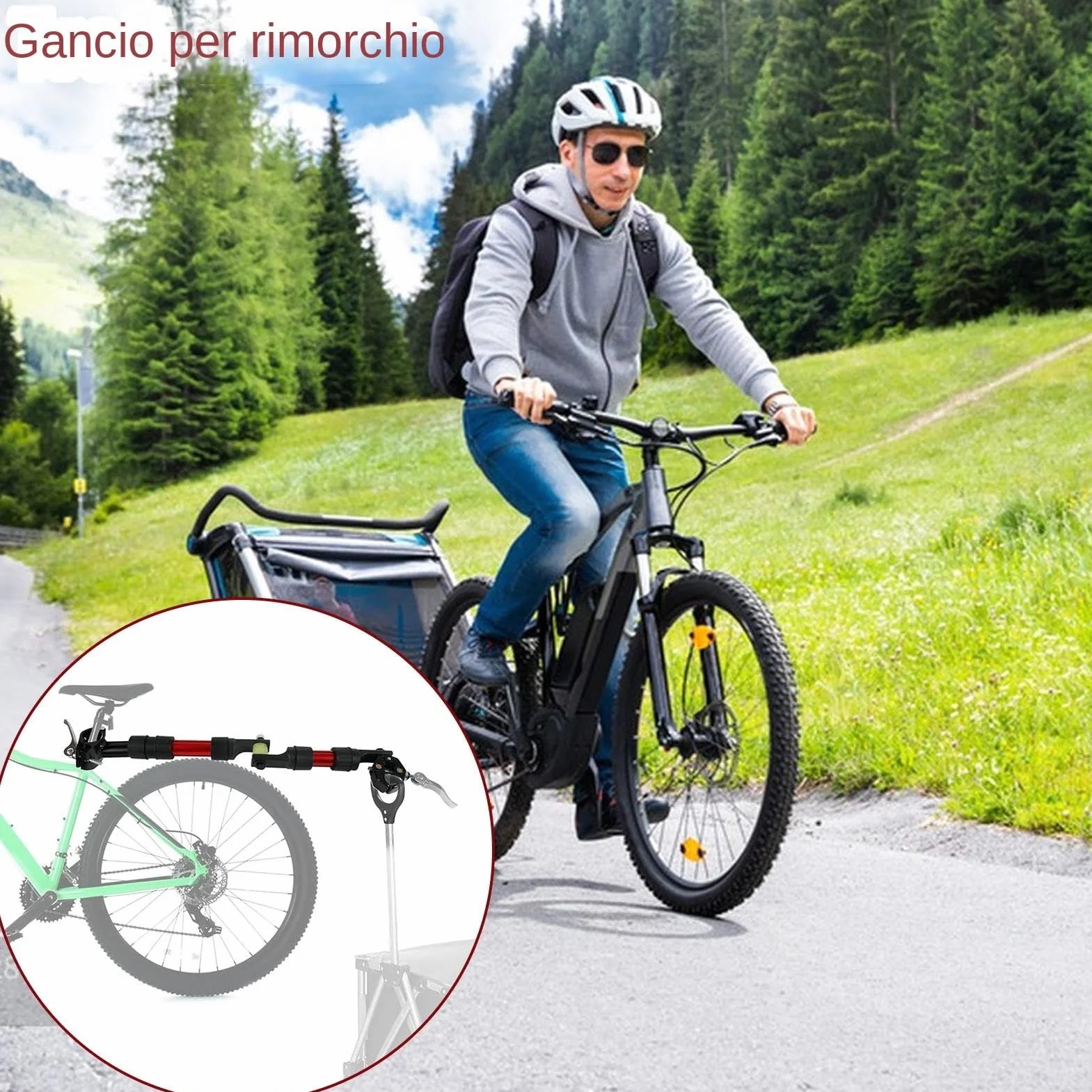 Attacco per Rimorchio Bici, Adattatore Universale per Carrelli, Accessori Portapacchi Posteriore in Lega per Trasporto Bambini Animali Domestici e Avventure all'Aperto