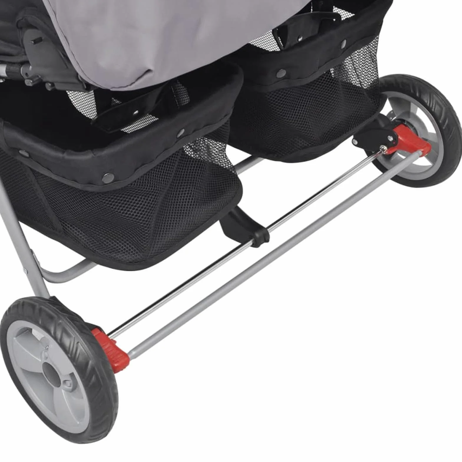 LAPOOH Passeggino Gemellare in Acciaio Grigio e Nero,Bebè e Bimbi,Trasporto Bebè,Passeggini(SPU:10110)