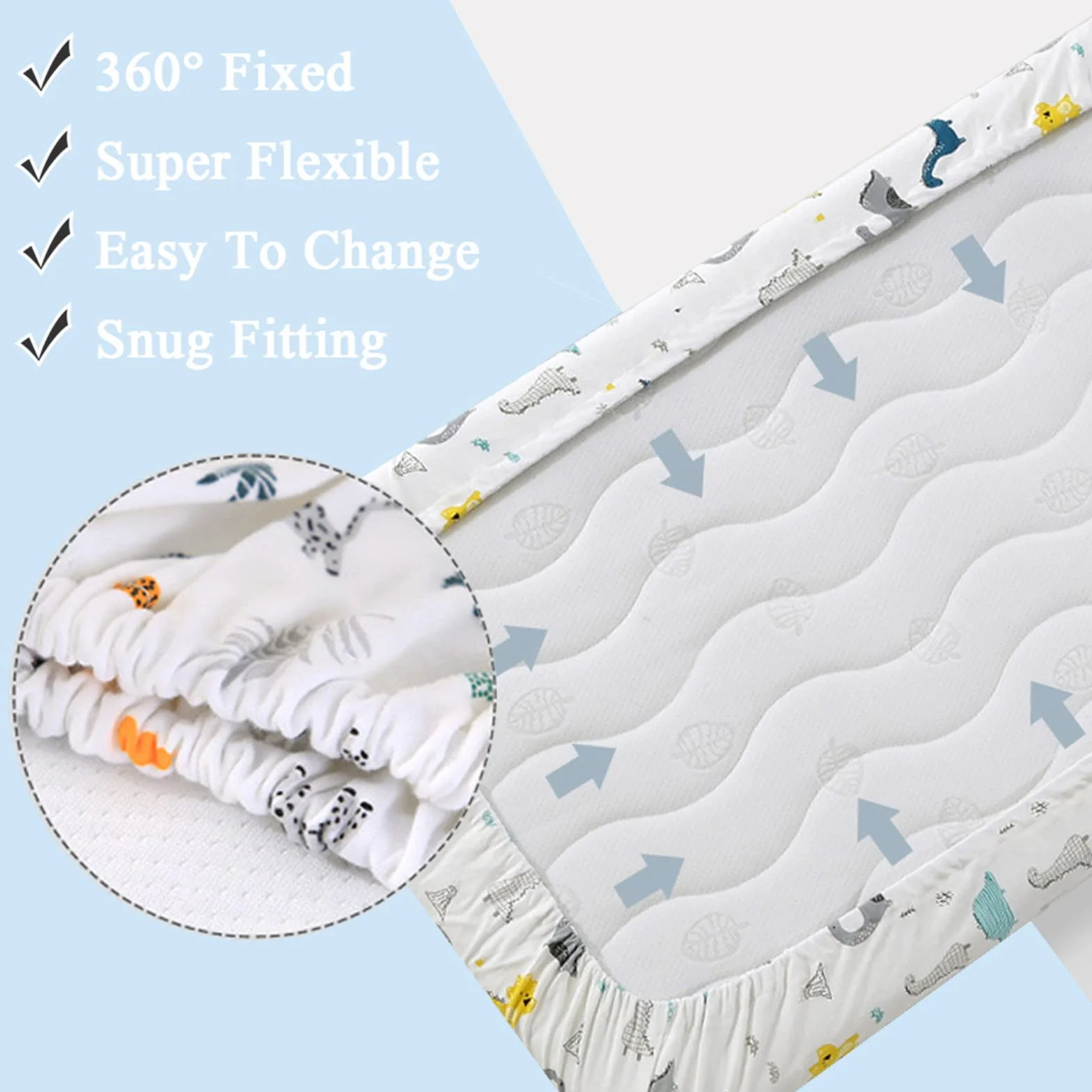 Hiseng Animale Stella Lenzuolo con angoli Cotone Lenzuola Carrozzina Neonato Elasticizzati Biancheria da Letto Materassino Sacco a Pelo Lettino Lenzuolino da Carrozzina (Nuvola,125x65cm)