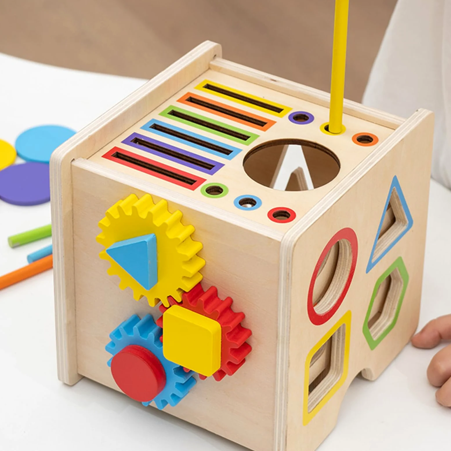 Generico Cubo di attività in Legno 8 in 1 Giocattolo Educativo in Legno | Centro di Attività Per Bambini 1 6 Anni A Casa Scuola Festa Di Compleanno Playroom Per Ragazze E Ragazzi