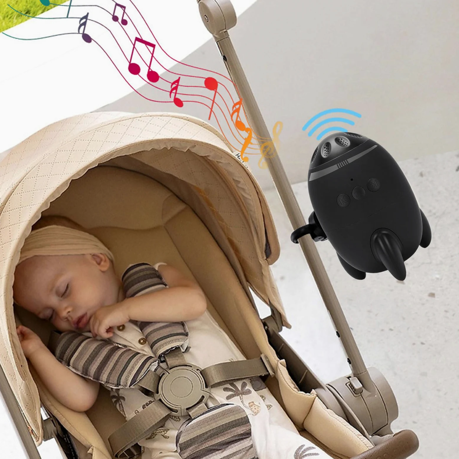 Dondolo Portatile per Neonati, Dispositivo Vibrante a velocità Regolabile per Passeggino, con Batteria 1200 MAh per il Comfort del bambino.