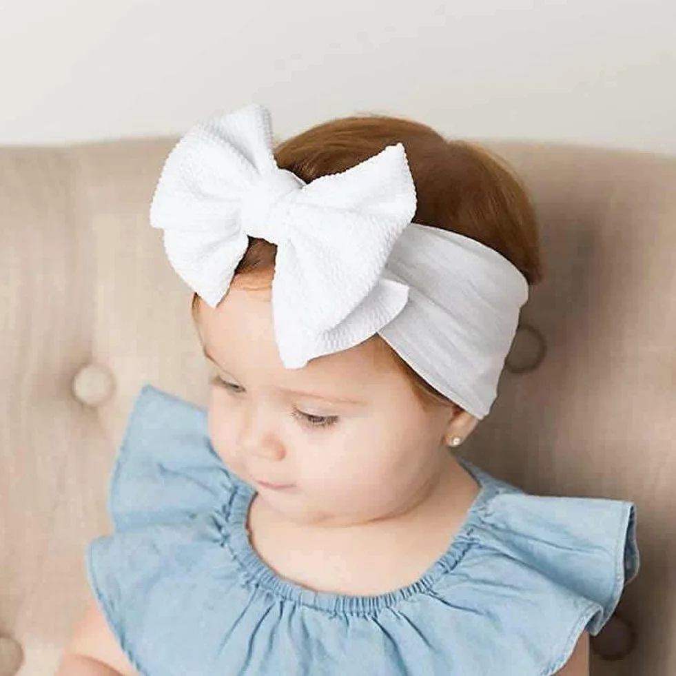 Cinaci Confezione da 12 Fasce per Capelli in Nylon Super Elastico con Fiocco Grande Accessori per Capelli Fasce per Neonate Neonati Bambini Bambini