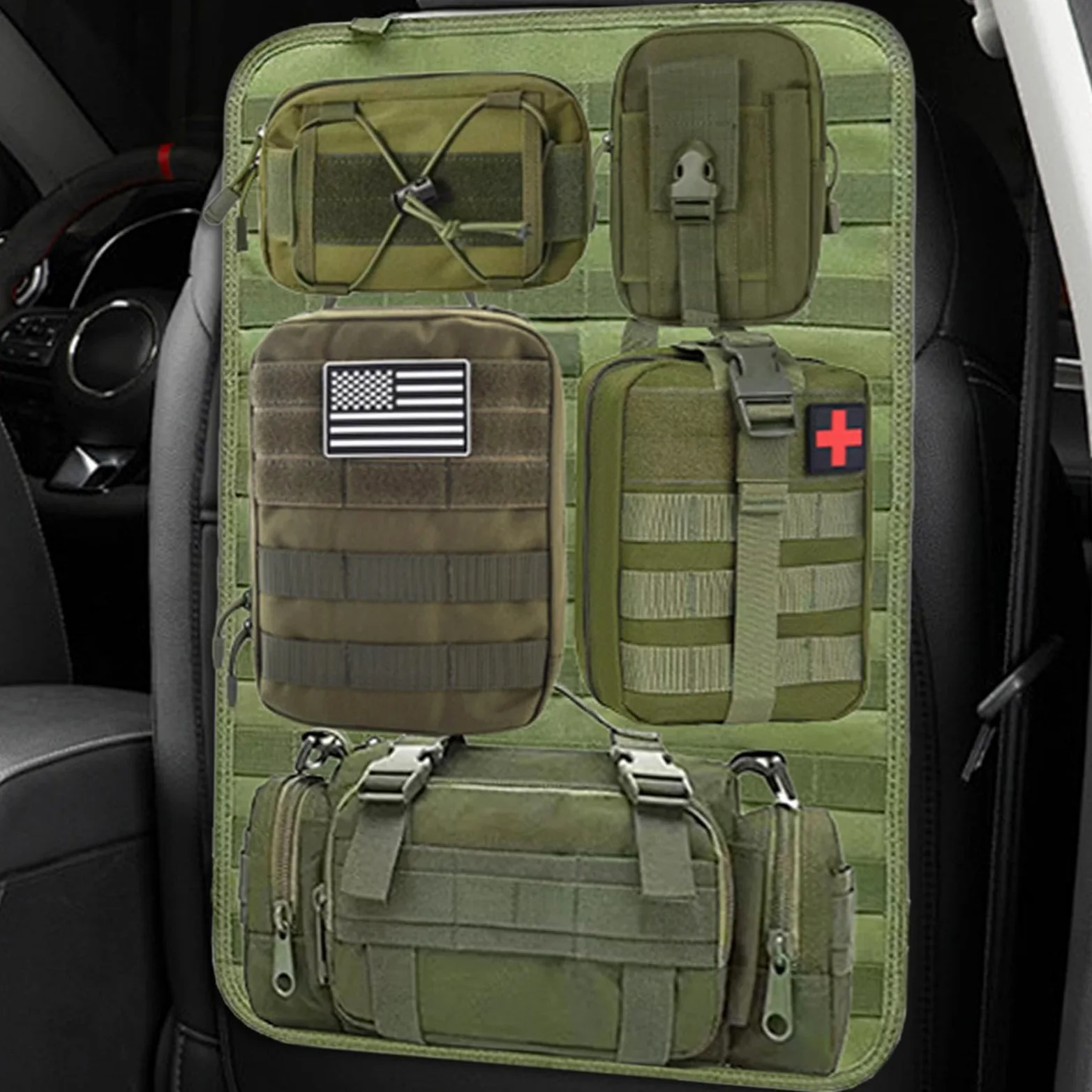 Organizzatore di auto sul sedile, organizzatore del sedile posteriore per | di fibbia regolabile in nylon 600D, da viaggio multifunzionale per SUV per auto, cami
