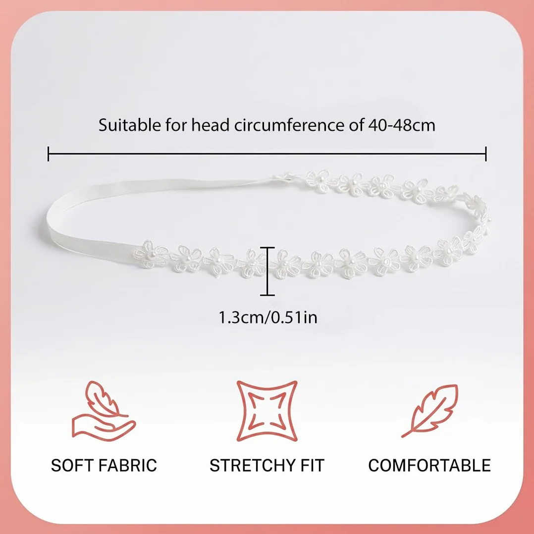 2 Pieces Children's Headbands, Lace Hair Bands, Wedding Children's Headband, Newborn Hairband