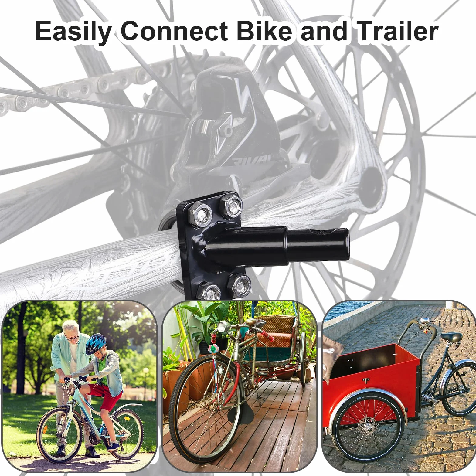 Gancio Traino Bici, Rimorchio Bici Bambini Adattatore Universale, Carrello Bicicletta Rimorchio, Gancio di Traino per Rimorchio Bicicletta, Fissaggio Sicuro con Perno, per Bambini, Cani