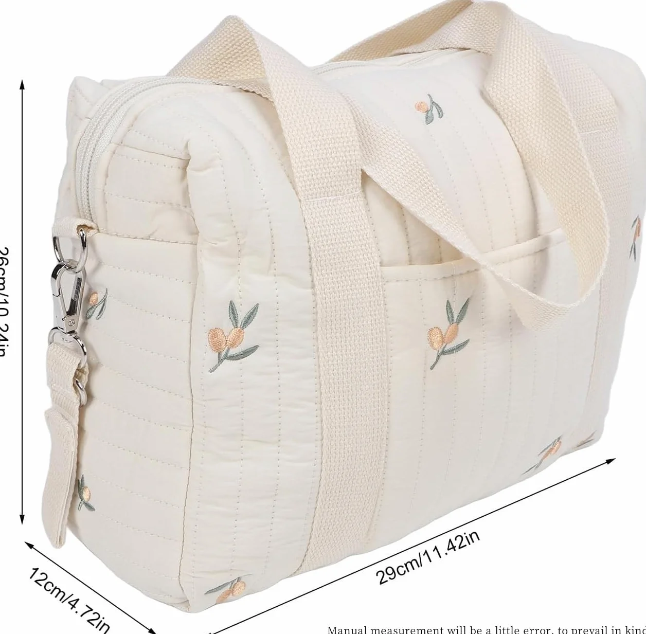 BORDSTRACT Borsa Portaoggetti Multifunzionale Per Passeggino, Borsa Riutilizzabile con Ricamo con Cerniera Borsa Per Pannolini Tasca con Cerniera di Grande Capacità Resistente(oliva)