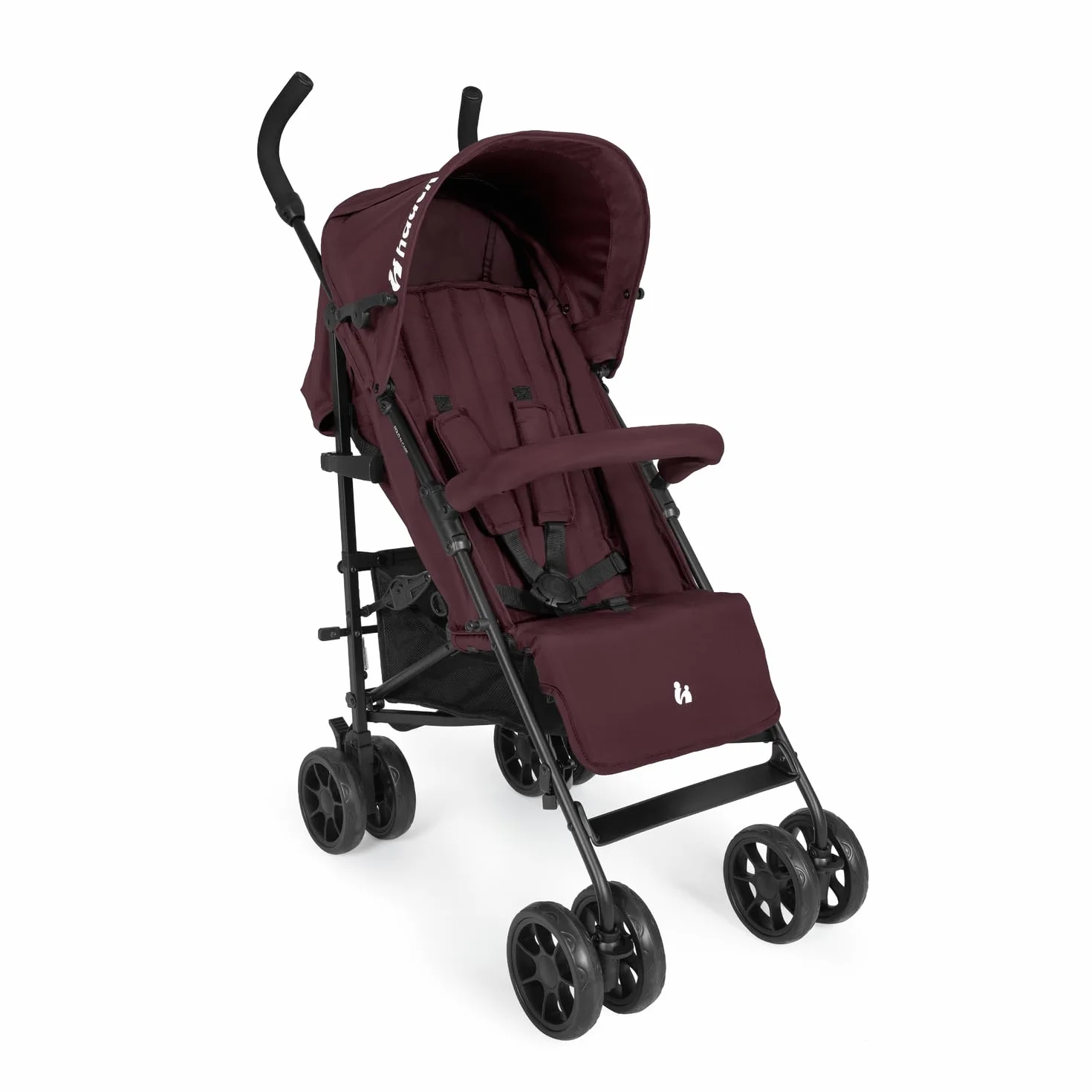hauck Fold N Care, Blackberry - Passeggino a Ombrello per Bambini da 6 Mesi fino a 22 kg, Pieghevole e Leggero (7,6 kg), Schienale Reclinabile, Cappottina UPF 50+, Cesto XL, Ruote EVA Piroettanti