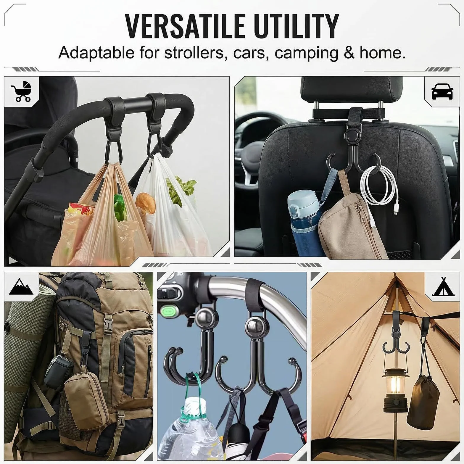 4 Pcs passeggino per bambole Gancio per passeggino, a forma di cuore, con chiusura, per borsa fasciatoio, borse, borse sospese, zaini, portafogli, accessori per passeggini