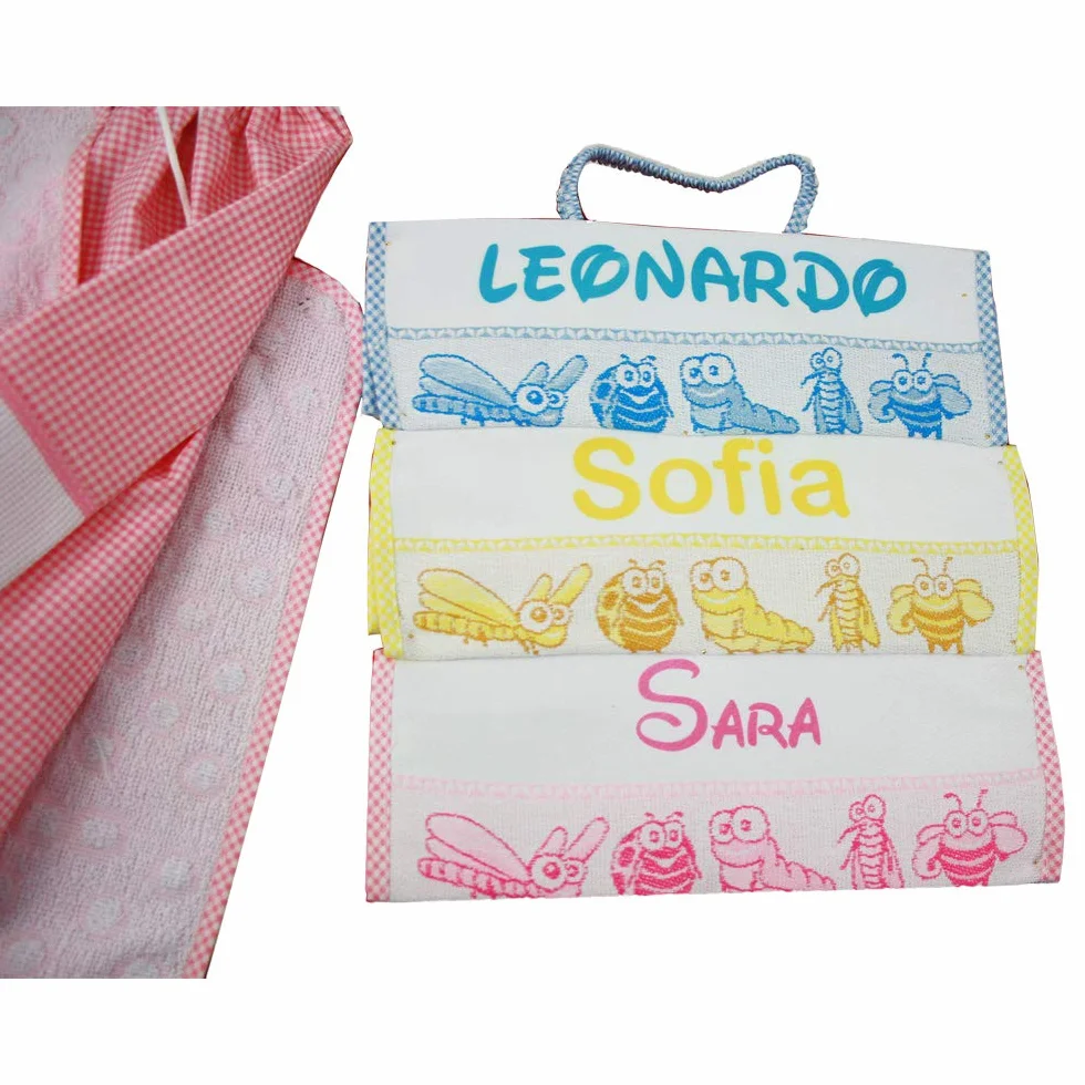 Bubabù ASILO PERSONALIZZATO CON NOME asciugamano cm.40x55 con fascia PERSONALIZZATI Cotone 100% Made in Italy (GIALLO) - INDICA IL NOME CON MESSAGGIO CONSEGNA TEMPESTIVA