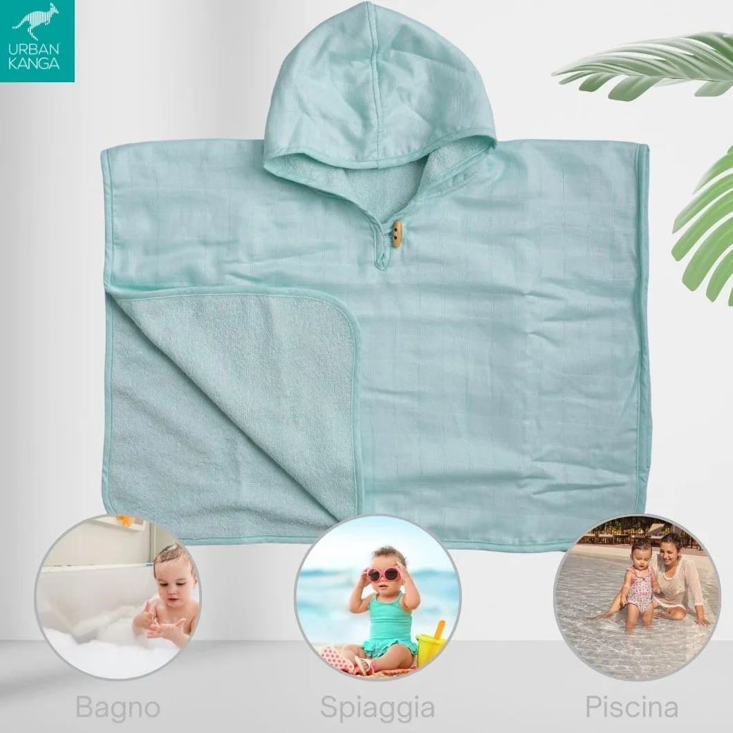 Urban Kanga Poncho da Bagno Asciugamano con Cappuccio per Bambini (Menta)