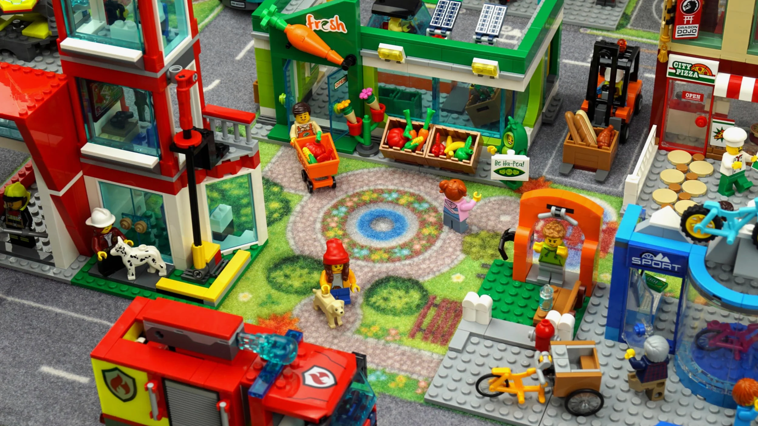 HuggyPlay tappeto da gioco city città tappeto per bambini 90 x 150 cm