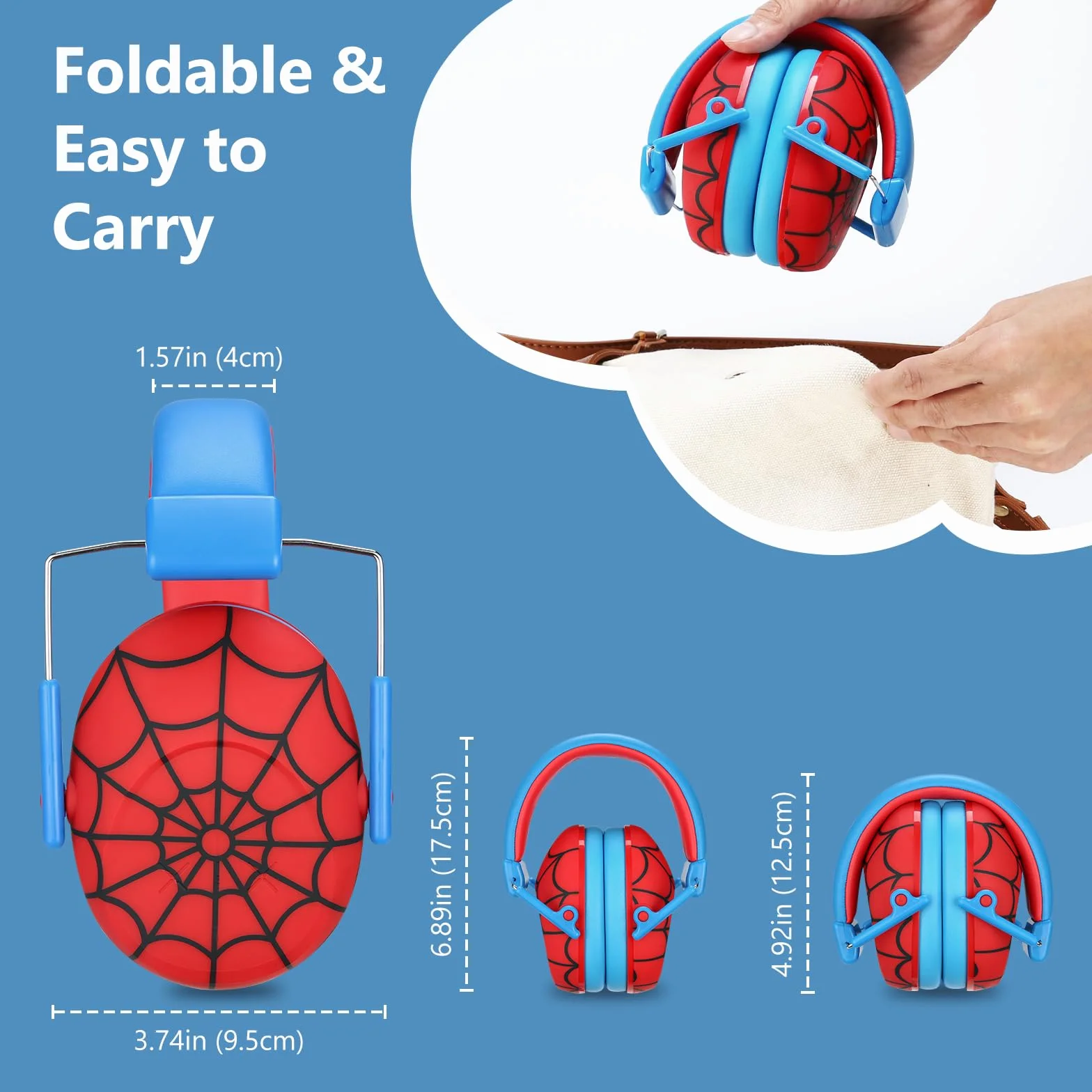 ProCase Cuffie Antirumore Bambini Cuffie per la Protezione dell'Udito Riduzione del Rumore Cuffie Rumore -Rosso Blu