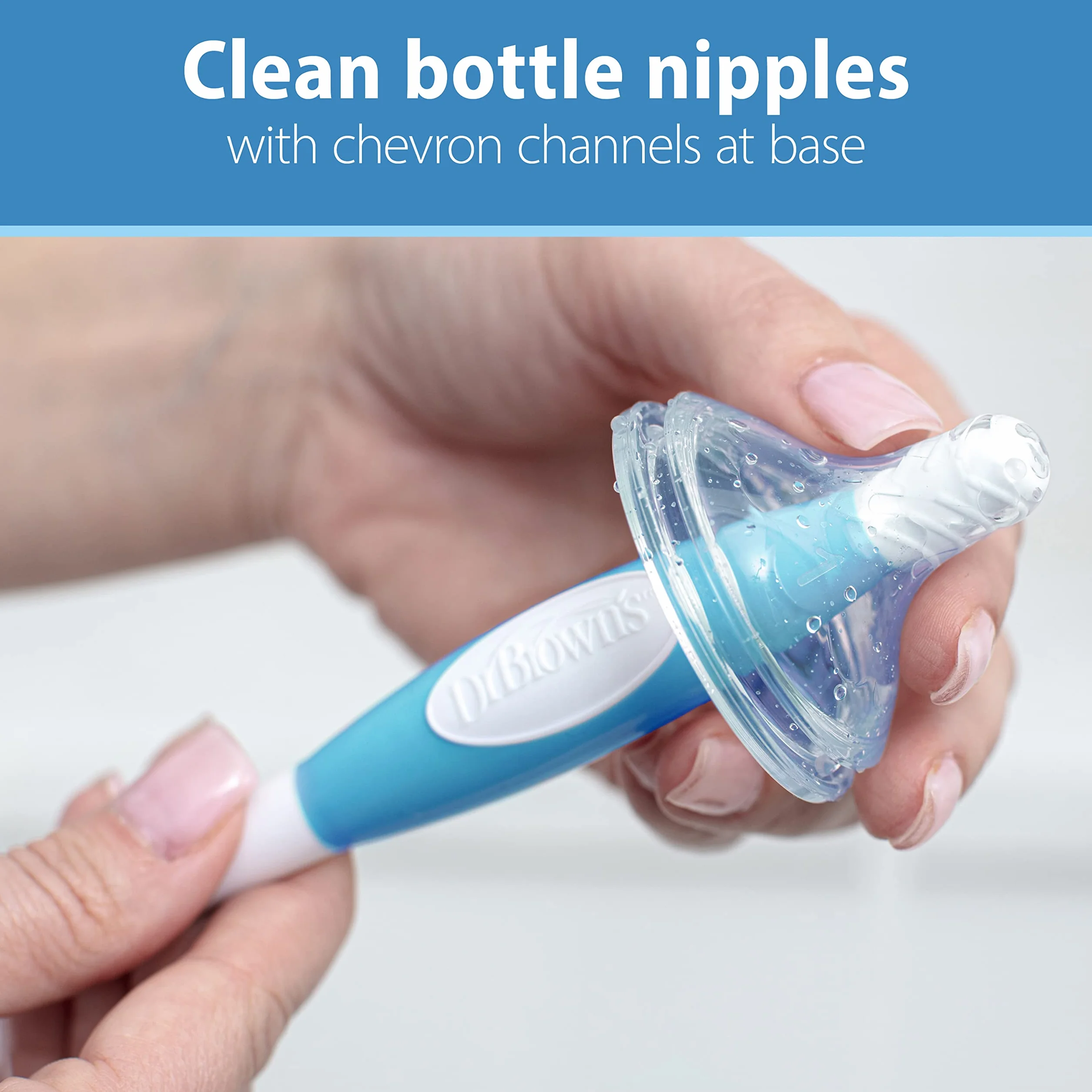 Dr. Brown's Reusable Sponge Baby Bottle Cleaning Brush with Suction Cup Stand, Scrubber and Nipple Cleaner, Assorted Color 1-Pack