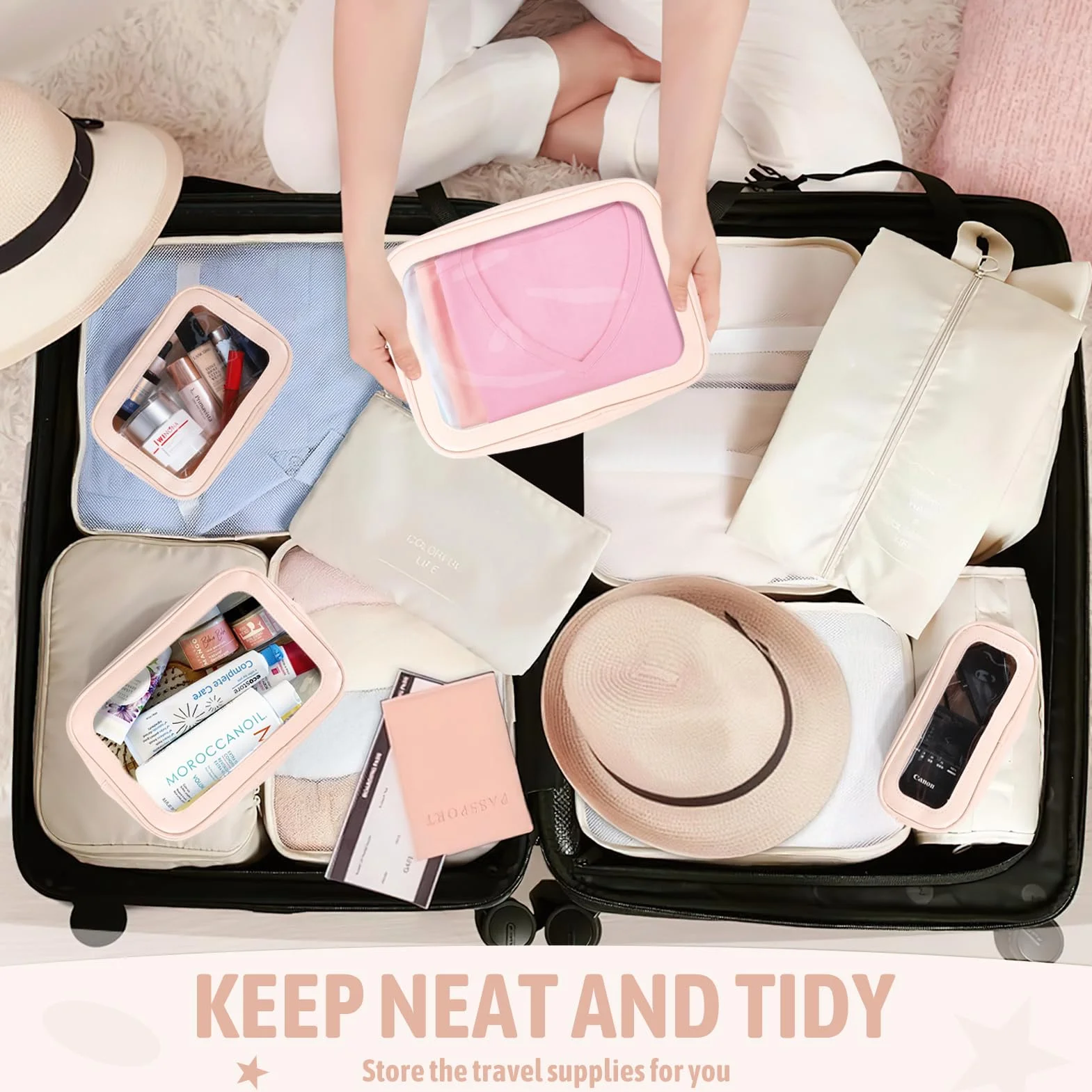 Set di 5 borse organizer per pannolini, approvate dalla TSA, in poliuretano termoplastico trasparente, impermeabile, per donne e bambini
