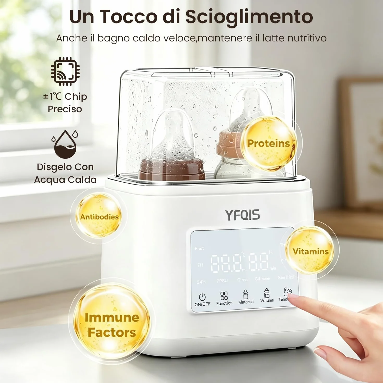 Scaldabiberon e Sterilizzatore Biberon 10 in 1,Scalda biberon e Scalda Pappa 230W Riscaldamento Rapido e Sbrinamento,con Display LCD,Timer,Mantiene il Calore,Senza BPA