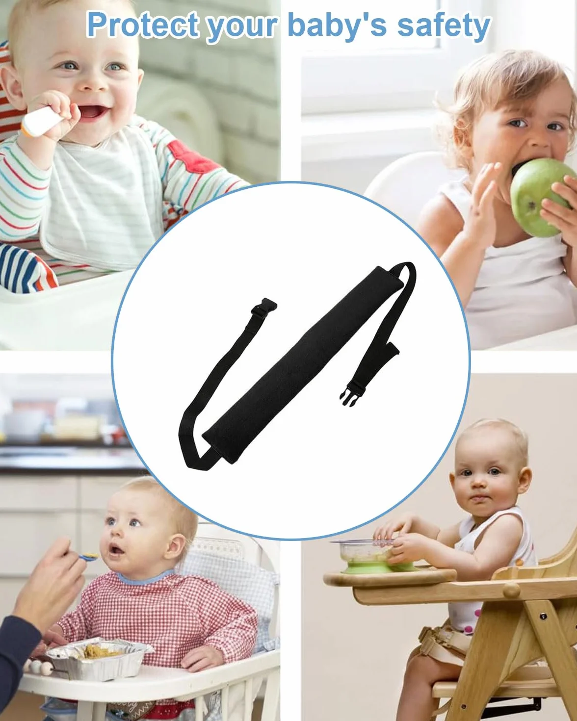 Cinture Seggiolone Pappa Universale, Cinturino Sicurezza,Bretelle e cinture per passeggino,Clip Cinghia Seggiolino, Adatto per Sdraietta Neonati, Sedie e Carrelli