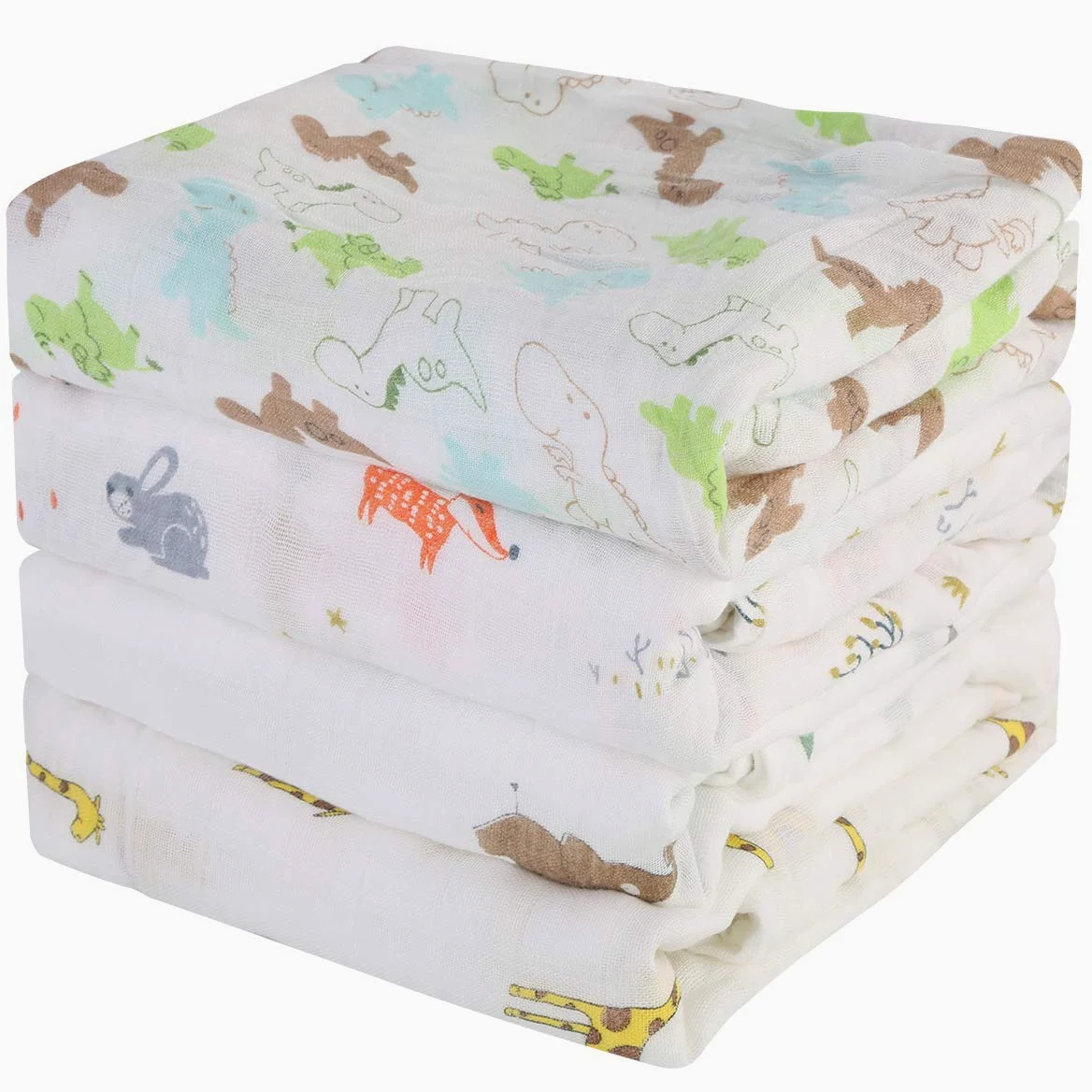 4 pz/Lotto Mussola Bambino Swaddle Coperte Neonato Ricezione Coperte Avvolgere per Ragazzi Ragazze 47 x 47 Pollici (#C)