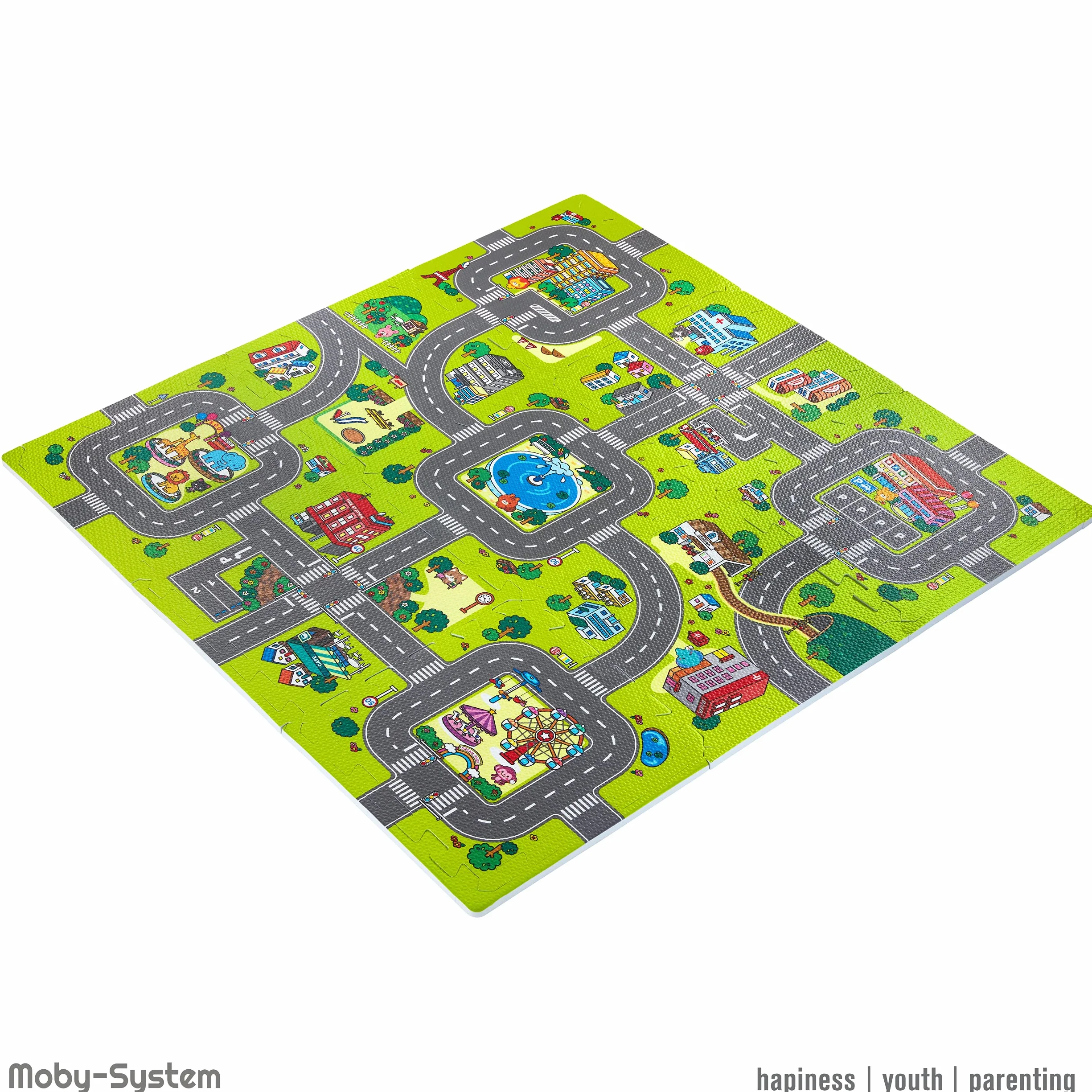 Moby-System Tappetino Puzzle per Bambini 90 x 90 x 1 cm - Inodore e Sicuro - Grande Tappetino da Gioco per Ragazzi e Ragazze - Senza Sostanze Tossiche
