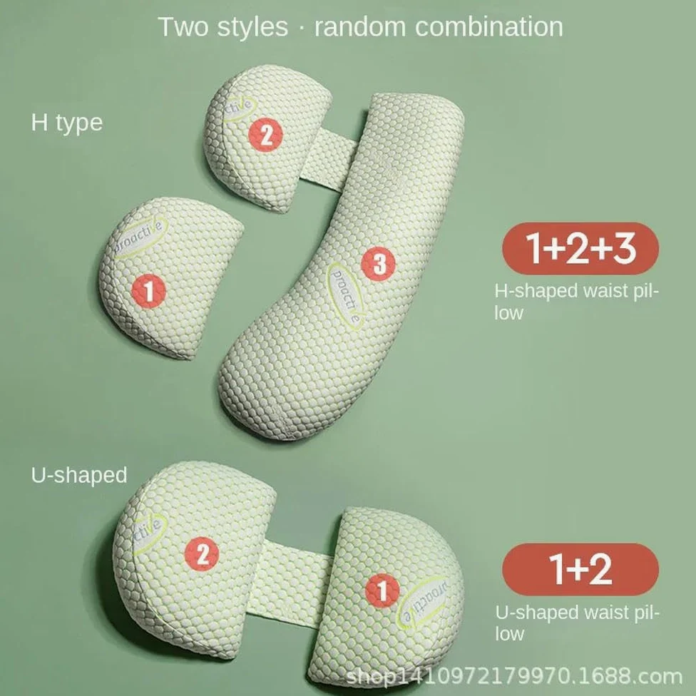 DYRBF, Cuscino per gravidanza a forma di U, per chi dorme di lato, a forma di H, con fodera in cotone, lavabile in lavatrice, supporto per pancia per donne incinte, rosa, bianco, verde, grigio