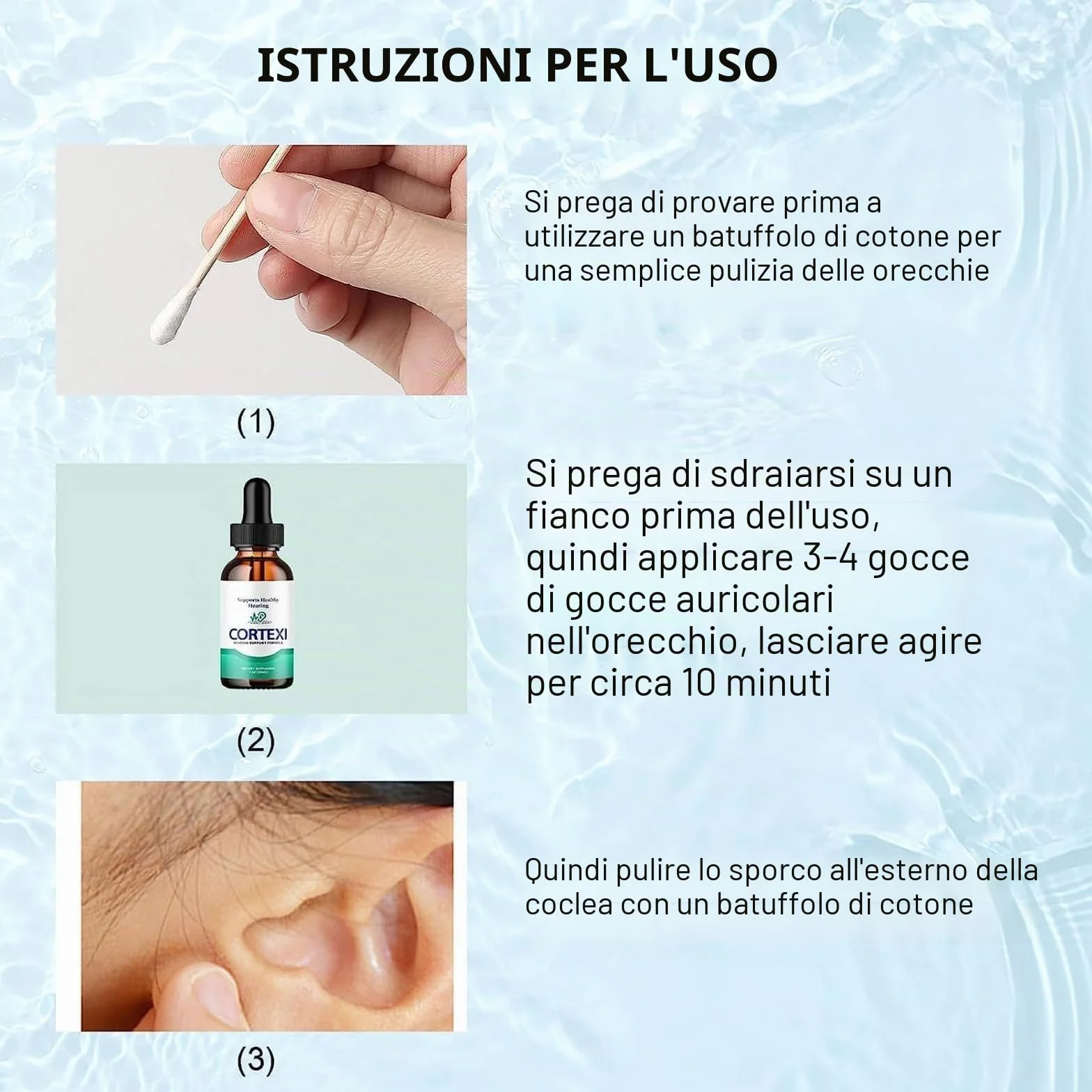 Cortexi - Gocce auricolari per acufene, cortexi, per la salute dell'orecchio, supporto dell'udito, sollievo dall'acufene, gocce per le orecchie all'olio d'oliva, olio d'oliva di grado medico per