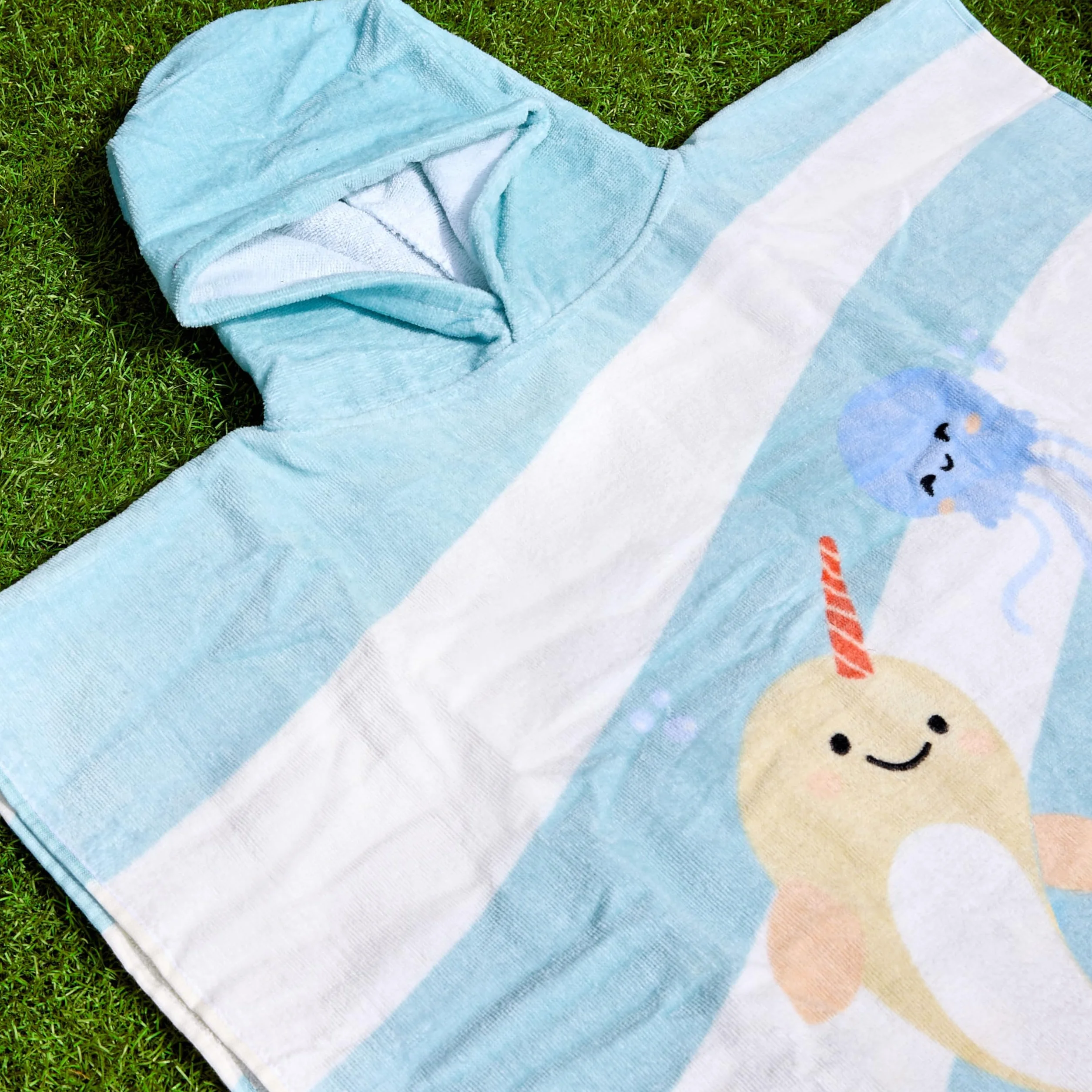 Miniland - Poncho Asciugamano in Cotone con Cappuccio per Bambini, Morbido, Assorbente e Traspirante