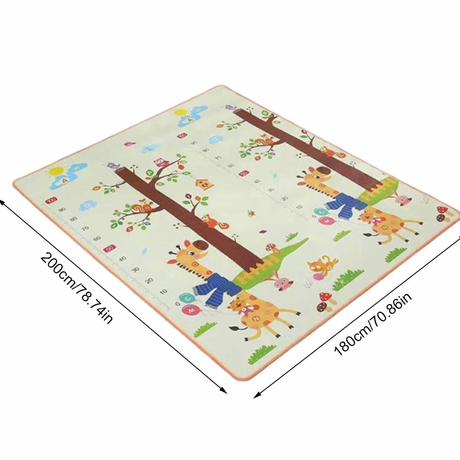 Tappeto Per Bambini 200 X 180 Cm Tappetino A Doppia Faccia Per Gattonamento | Tappeto per Sala Giochi e Area Ricreativa Per Casa Appartamento Fattoria Asilo Soggiorno e Camera da