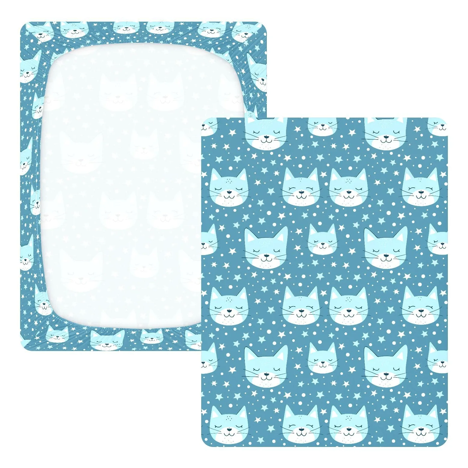 Blue Cats Stars Lenzuola per culla in cotone ultra morbido per lettino per bambini per la cameretta dei bambini, confezione da 1