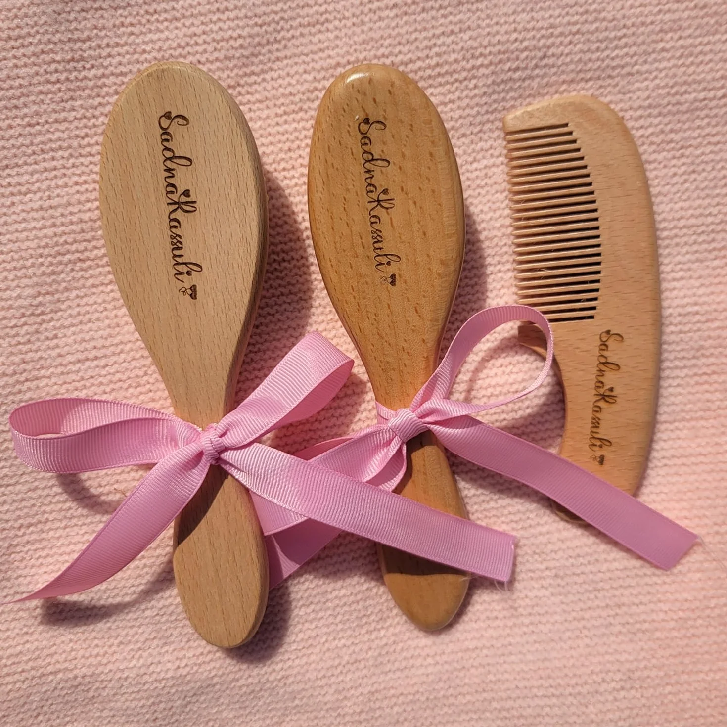 Set Di 3 Spazzole For Capelli For Bambini Personalizzate Con Incisione, Spazzola For Bambini In Legno Personalizzata, Riempitivi For Cestini Pasquali, Battesimo(B)