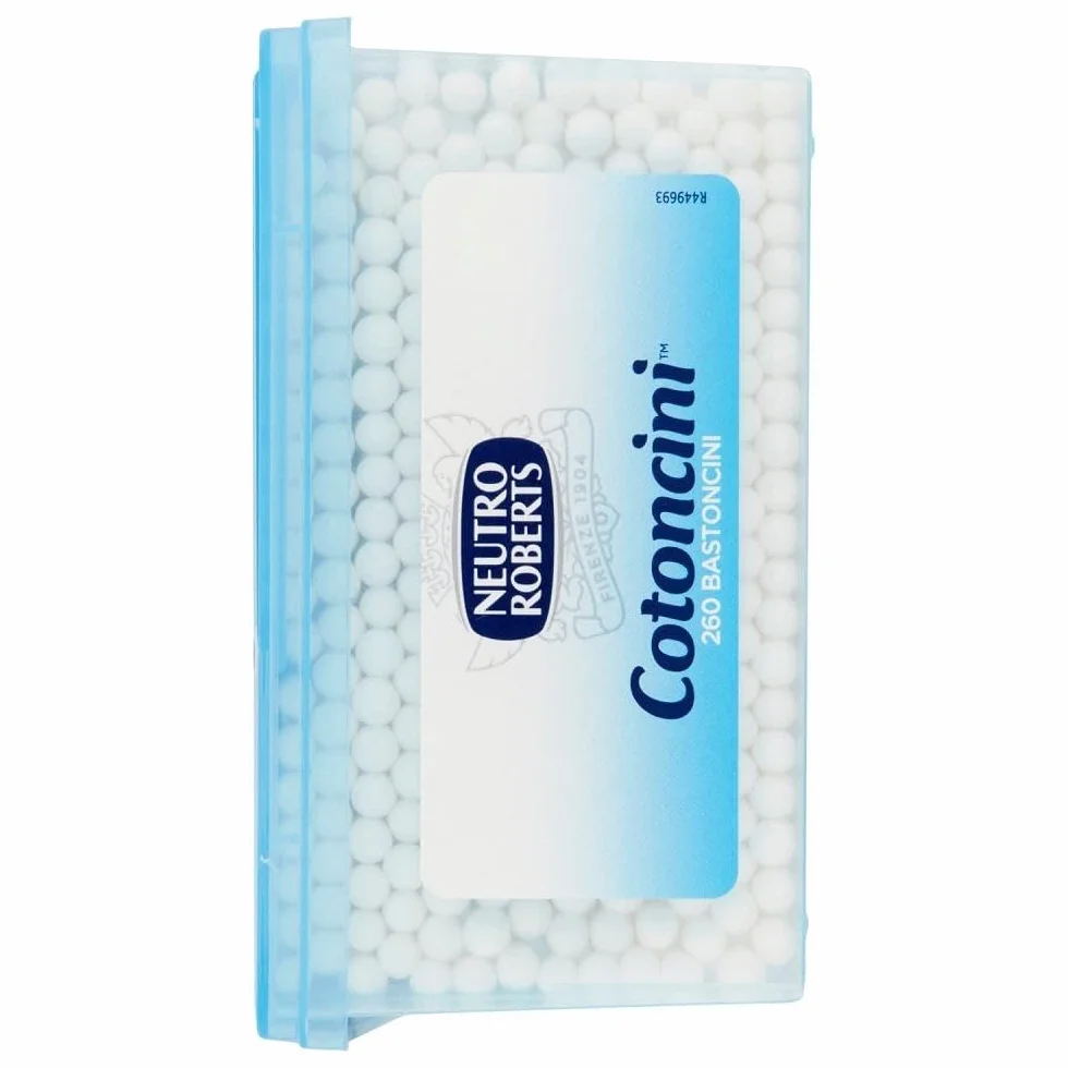 Neutro Roberts - Cotoncini con Box Salva Igiene - Cotton Fioc Morbidi e Biodegradabili con Astina in Cartoncino - Cotoncini con Camomilla, Ideali per Bambini - Confezione da 260 Pezzi