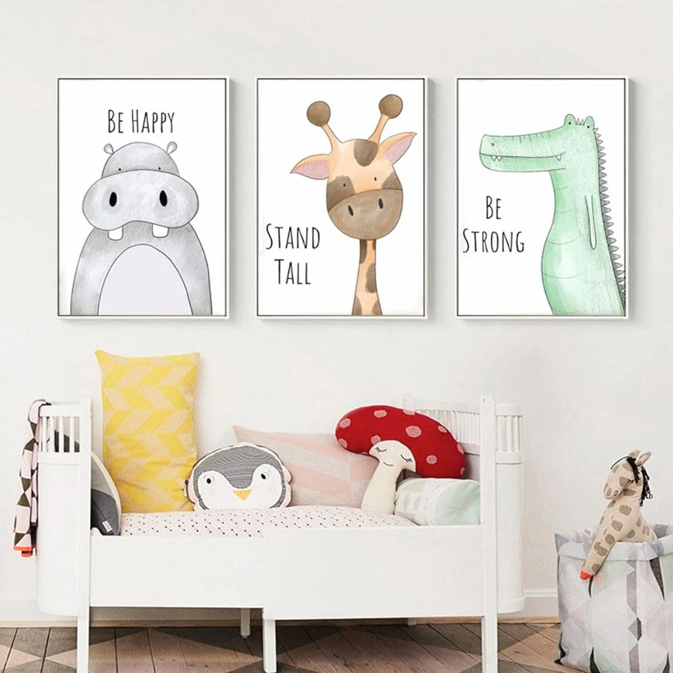 Hwtcjx Set di 6 immagini per la Cameretta dei Bambini, Quadri Cameretta Bambino, Decorazione per Bambini, Quadri per Camera Bambini, Animali Della Foresta, Safari, Senza Cornici (20 x 30 cm) (Set 1)