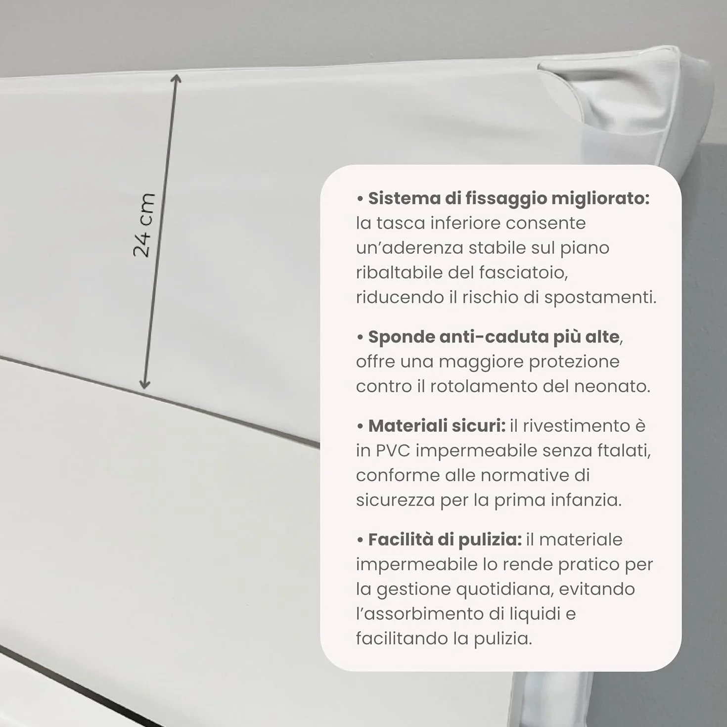 PALLA PALLINA Materassino Fasciatoio Per Cassettiera Con Sponde AntiCaduta 80X9X48 Cm Materasso Fasciatoio Neonato 100% PVC Impermeabile Lavabile PRODOTTO IN ITALIA (STELLINA TORTORA)