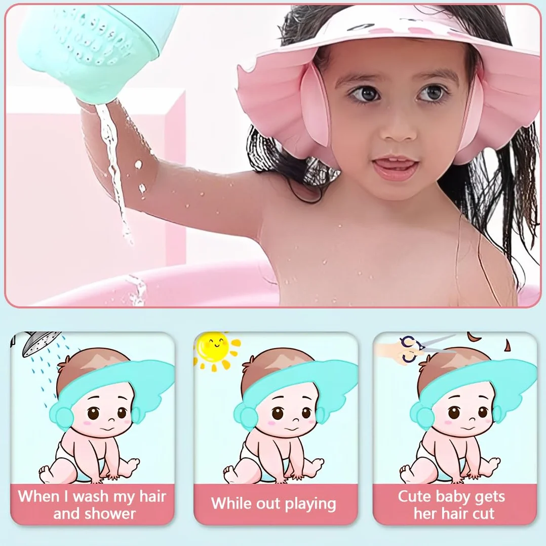 Cuffia da doccia per bambini, protezione per bambini, shampoo, cuffia morbida, berretto impermeabile, per bambini dai 6 mesi in su
