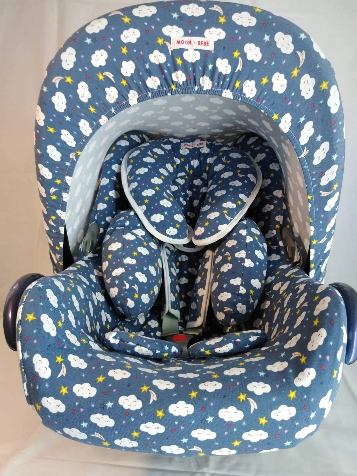 MOON-BEBE ridutore antialergico uneversal maxi cosi seggiolino auto e a piedi (BLU)