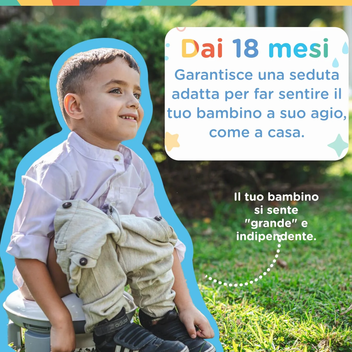 Nuby - Vasino portatile per bambini da viaggio - Wc portatile 2 in 1 Riduttore wc bambini o uso in autonomia - Con protezione paraschizzi e sacchetti usa e getta - Per imparare a usare il bagno