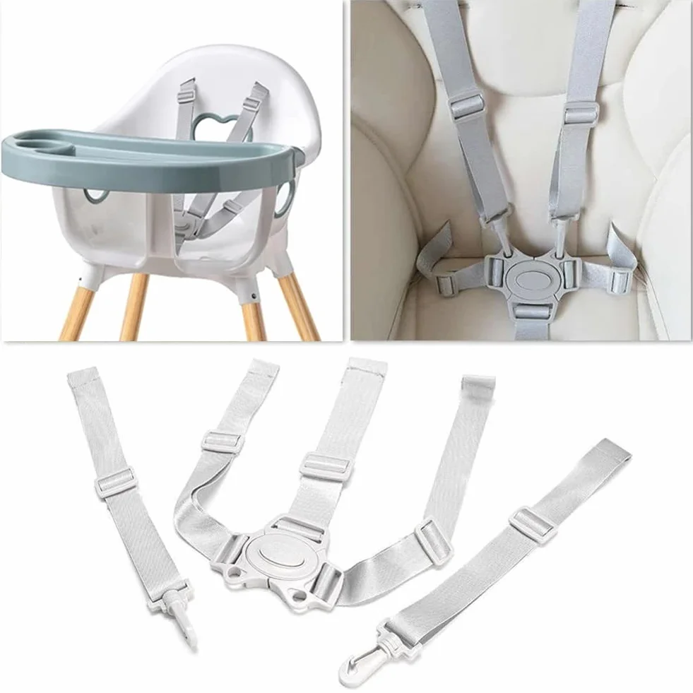 Cinture Passeggino Universali,Cintura di Sicurezza a 5 Punti Regolabile,Cintura per Passeggino,Passeggini Cintura A 5 Punti,Per Seggiolino Auto,Carrozzina e Seggiolon,Grigio