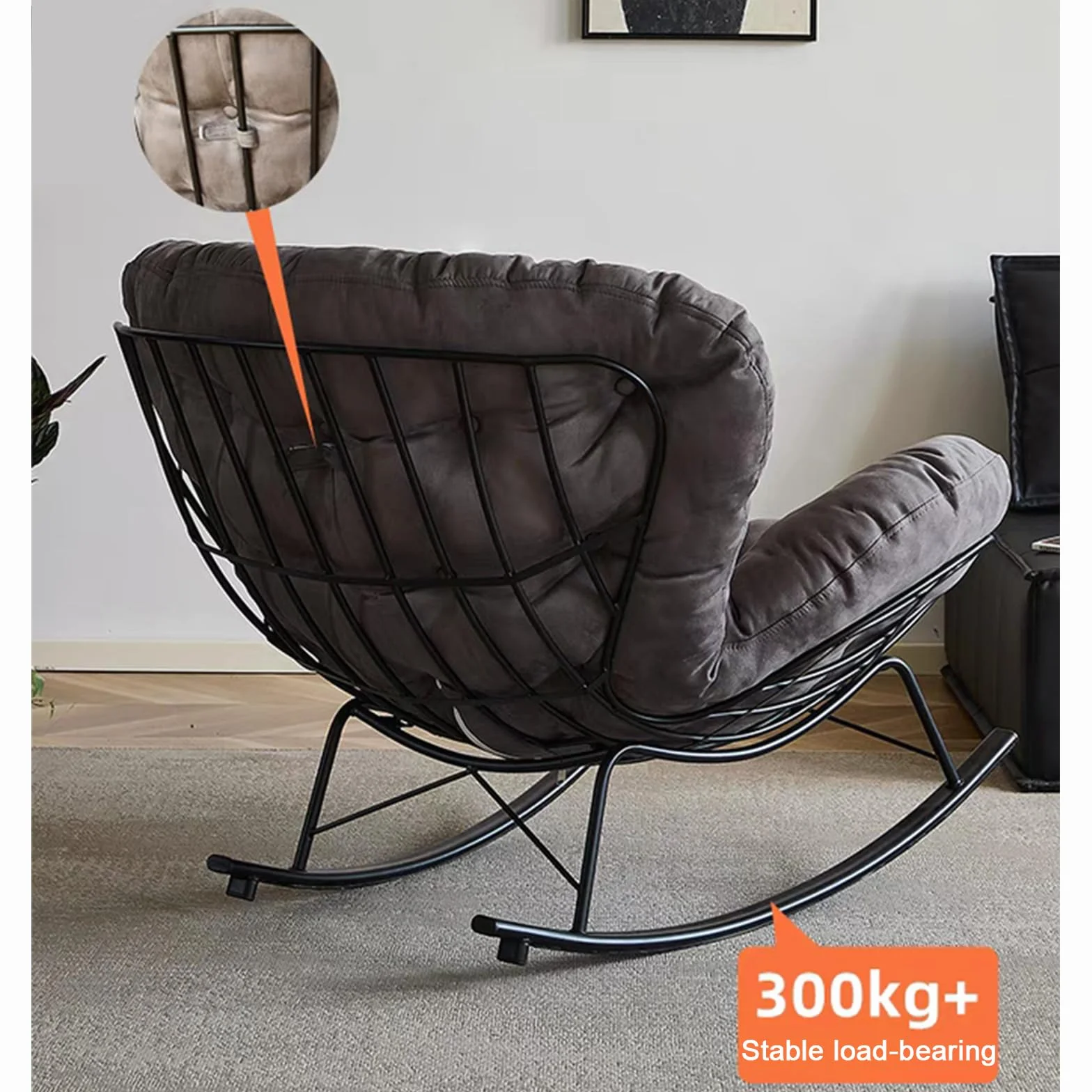 Sedie a Dondolo per Soggiorno,Poltrona Allattamento,Poltrona a Dondolo Imbottita,Comoda Sedia da Lettura, Moderna Sedia a Dondolo, per Soggiorno,(Light Gray)