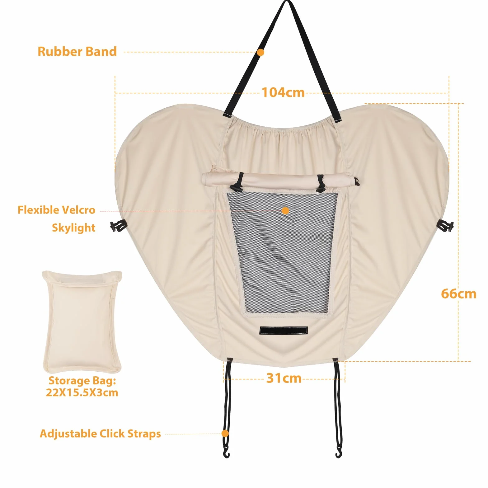 WD&CD Parasole per Passeggino, Telo Parasole per Carrozzina e Passeggino Ombrellini Parasole Universale Regolabile UV Protezione Solare Parasole Passeggino - Beige