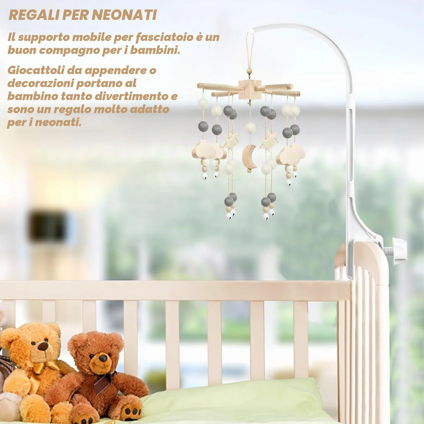 Baby Mobile Holder Supporto Giostrina Supporto Mobile per Bambini a Braccio Supporto Regolabili per Giostrina per Appendere il Giocattolo del Lettino(Carillon e Giocattoli Non Inclusi)