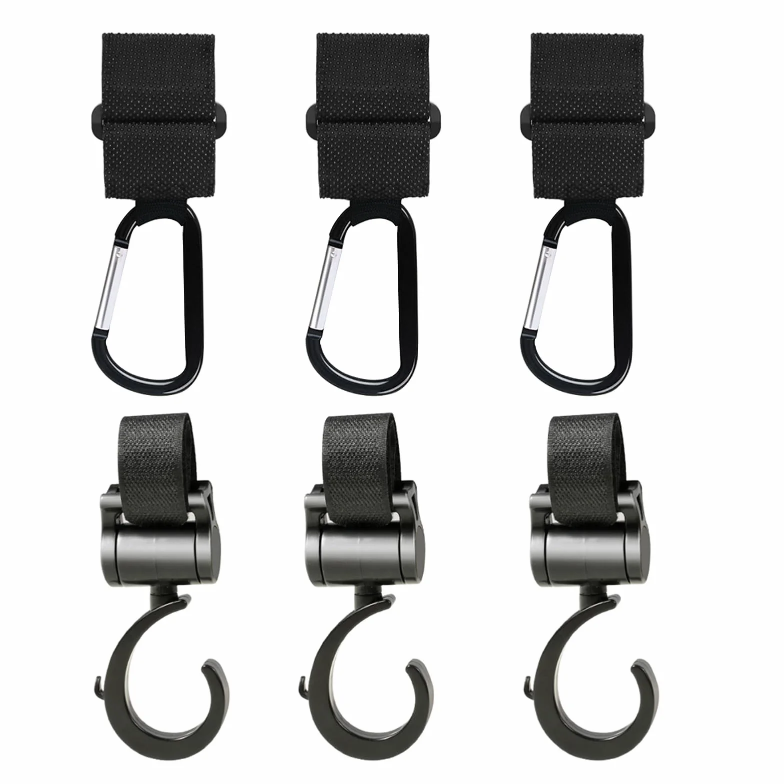 6 Pack Ganci Passeggino per Porta Borse Ganci Multifunzione Appendi la Spesa & le Borse in Tutta Sicurezza Sulla Tua Carrozzina o Sul Passeggino, Ganci per Passeggino Universale
